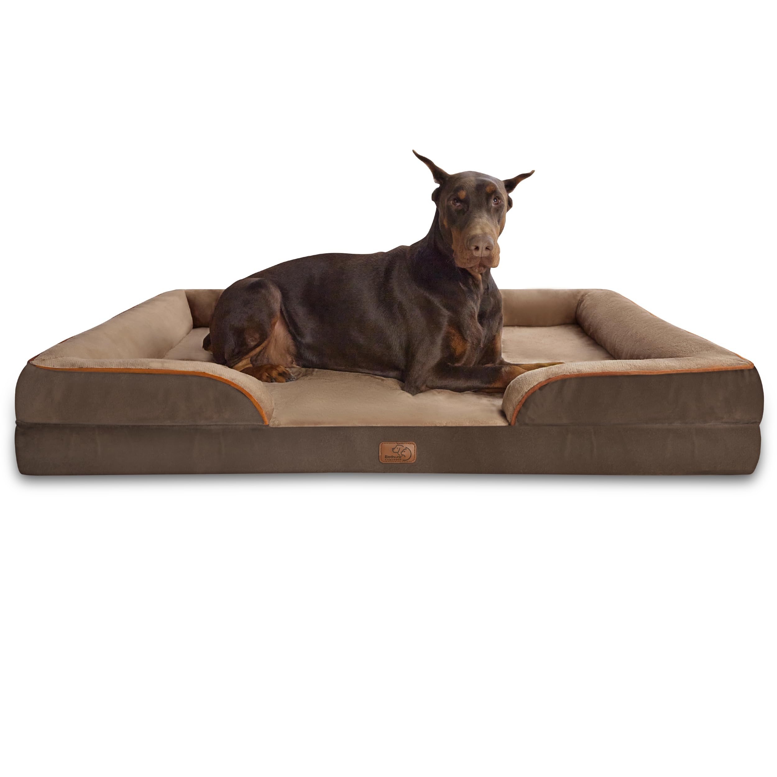 Bedsure Orthopedic Dog Bed - Washable Bolster Dog Cat Sofa Beds, Supportive Foam Pet Couch Bed with Removable Washable Cover, Waterproof Lining and Nonskid Bottom
