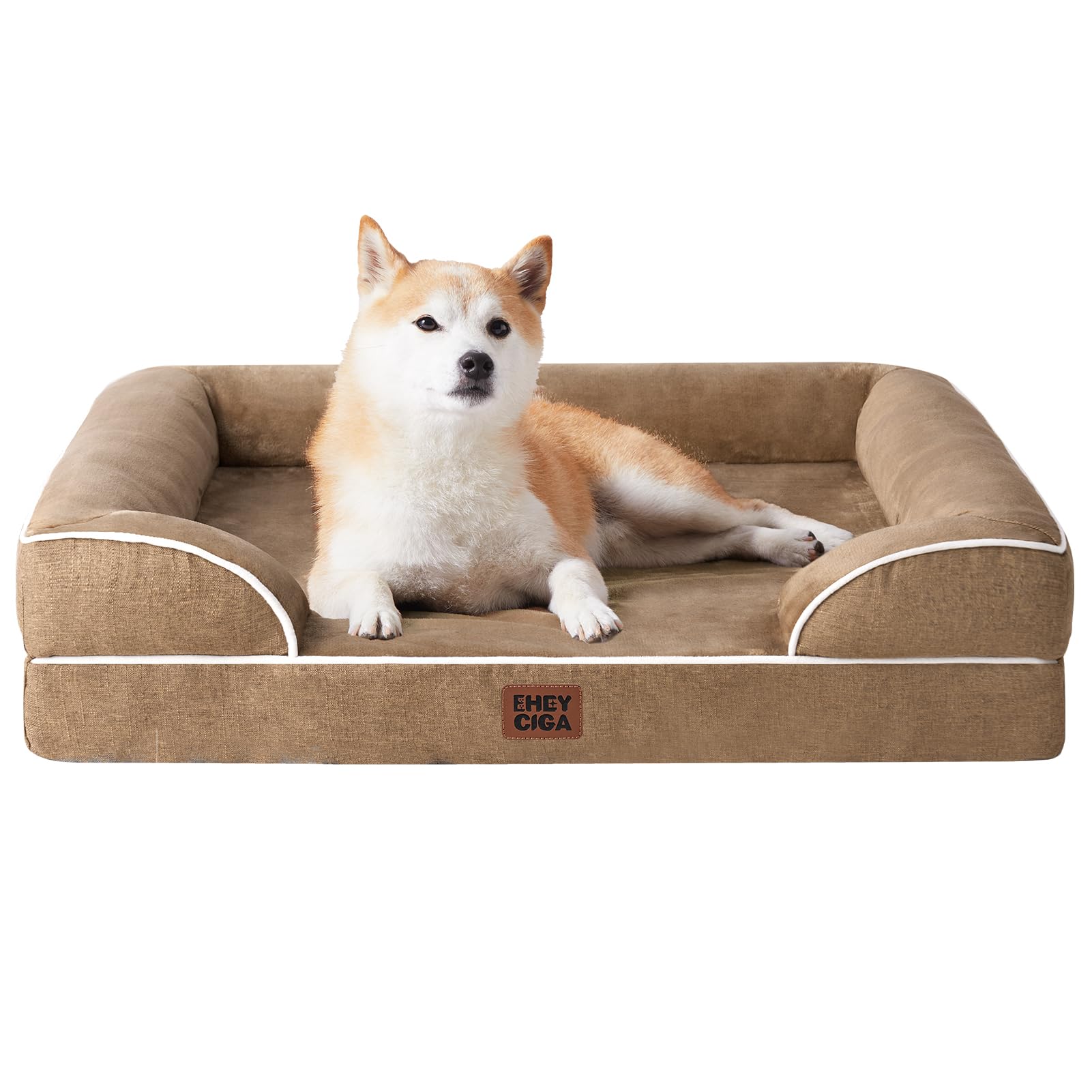 EHEYCIGA Orthopedic Dog Beds for Medium Large Extra Large Dogs, Waterproof Memory Foam XL Dog Bed with Sides, Egg-Crate Foam Couch Bed with Washable Removable Cover
