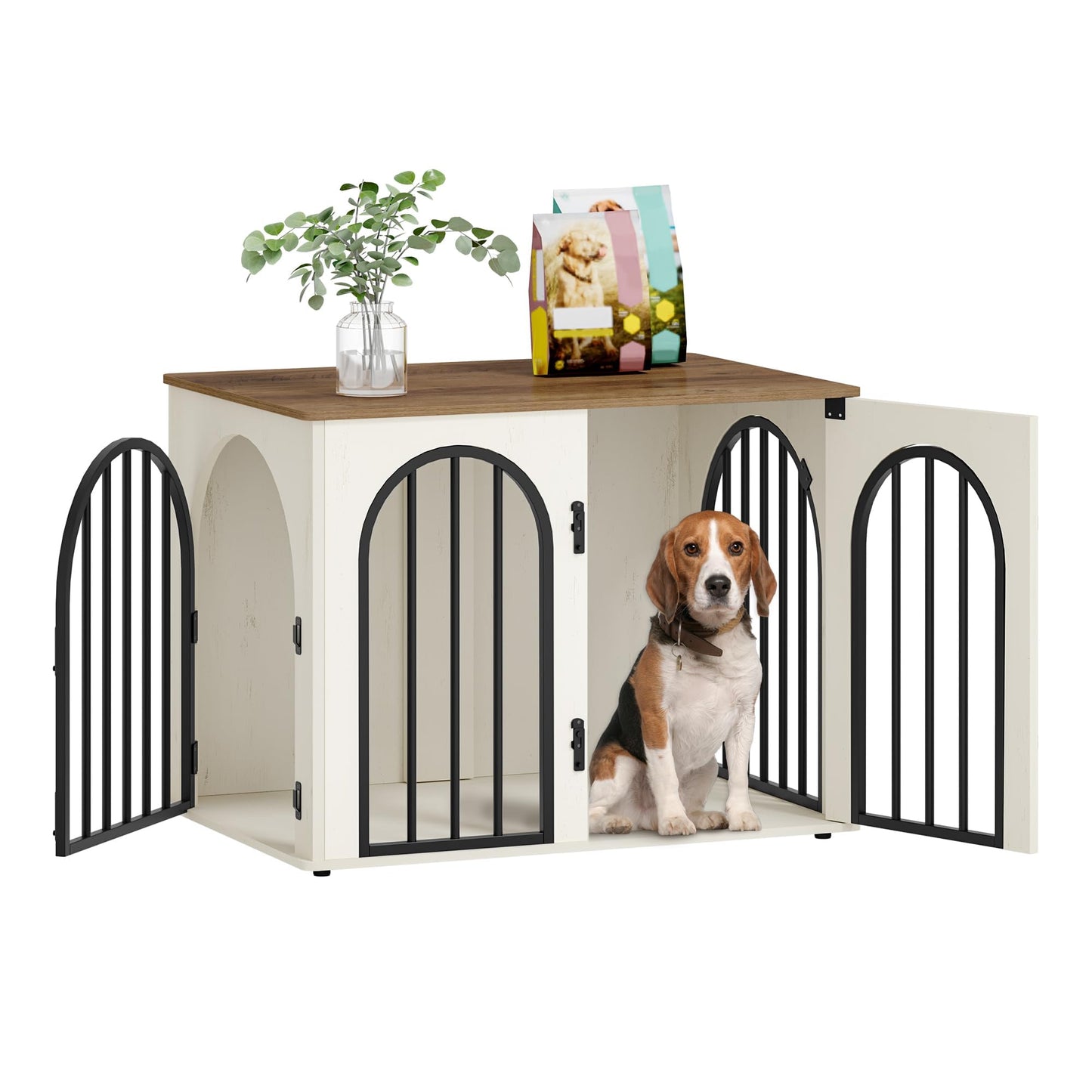 Wooden Dog Crate Furniture Indoor Kennel End Table TV Stand