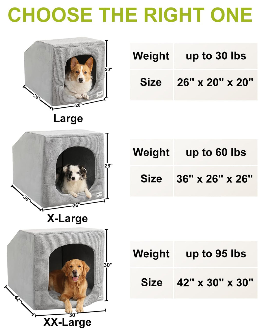 Hovicaed Indoor Dog House for Extra Large Medium Small Sized Dogs - Washable Removable Cushion and Cover Pet Orthopedic Dog Bed, Inside Dog House Large Space Strong Support, Cat Cute Tent Cave