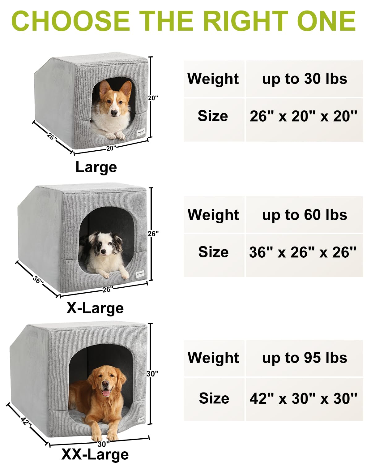 Hovicaed Indoor Dog House for Extra Large Medium Small Sized Dogs - Washable Removable Cushion and Cover Pet Orthopedic Dog Bed, Inside Dog House Large Space Strong Support, Cat Cute Tent Cave