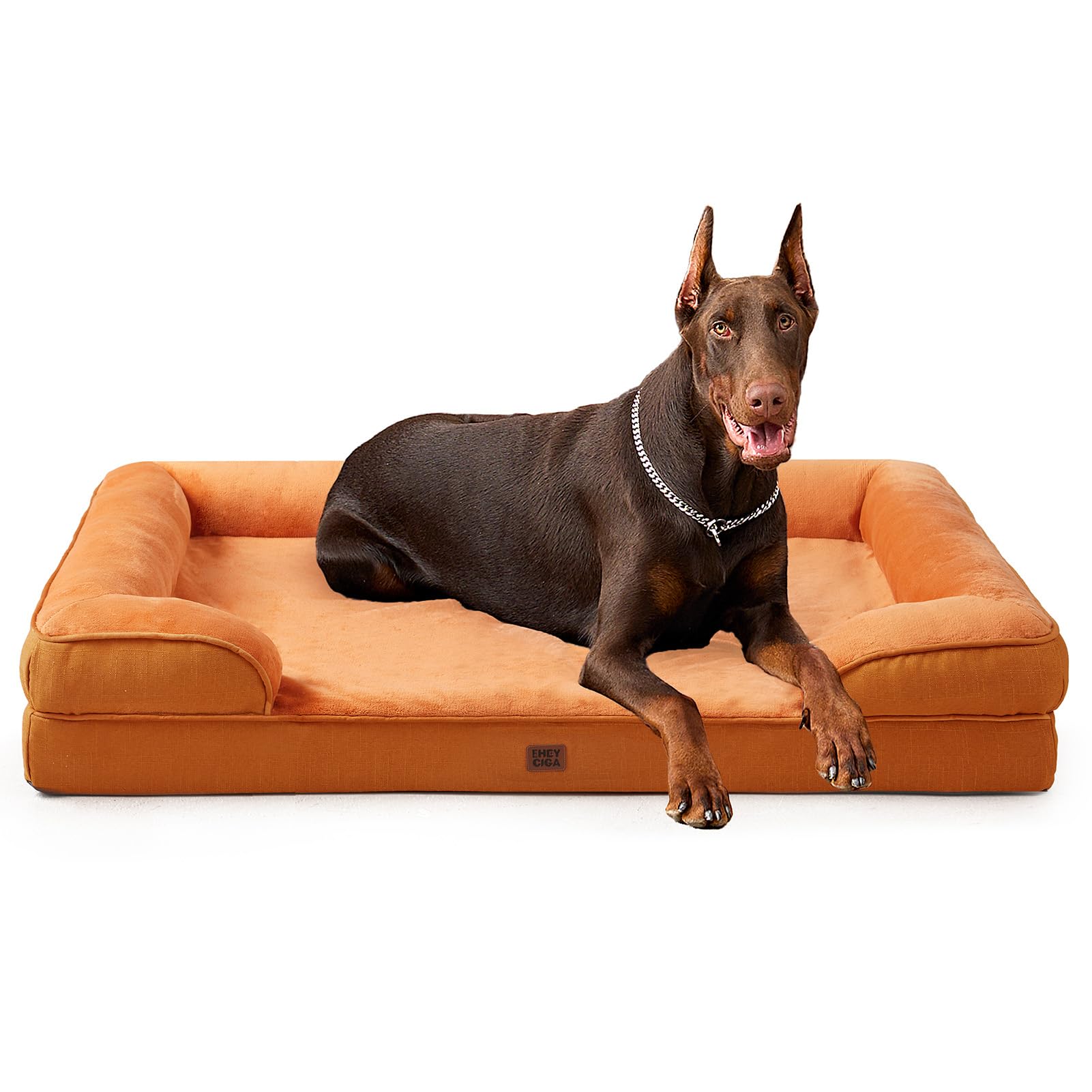 EHEYCIGA Orthopedic Dog Beds for Medium Large Extra Large Dogs, Waterproof Memory Foam XL Dog Bed with Sides, Egg-Crate Foam Couch Bed with Washable Removable Cover