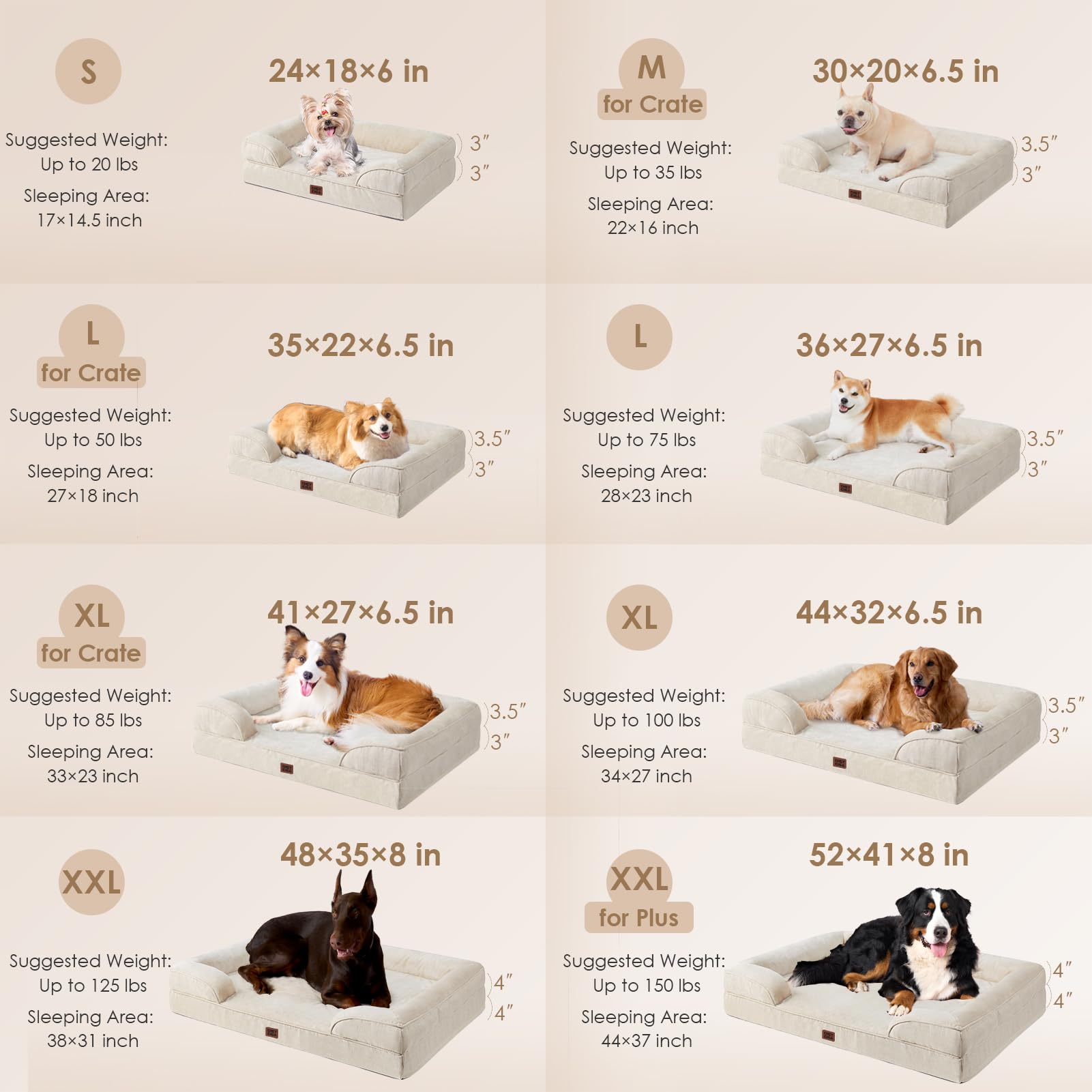 EHEYCIGA Orthopedic Dog Beds for Medium Large Extra Large Dogs, Waterproof Memory Foam XL Dog Bed with Sides, Egg-Crate Foam Couch Bed with Washable Removable Cover