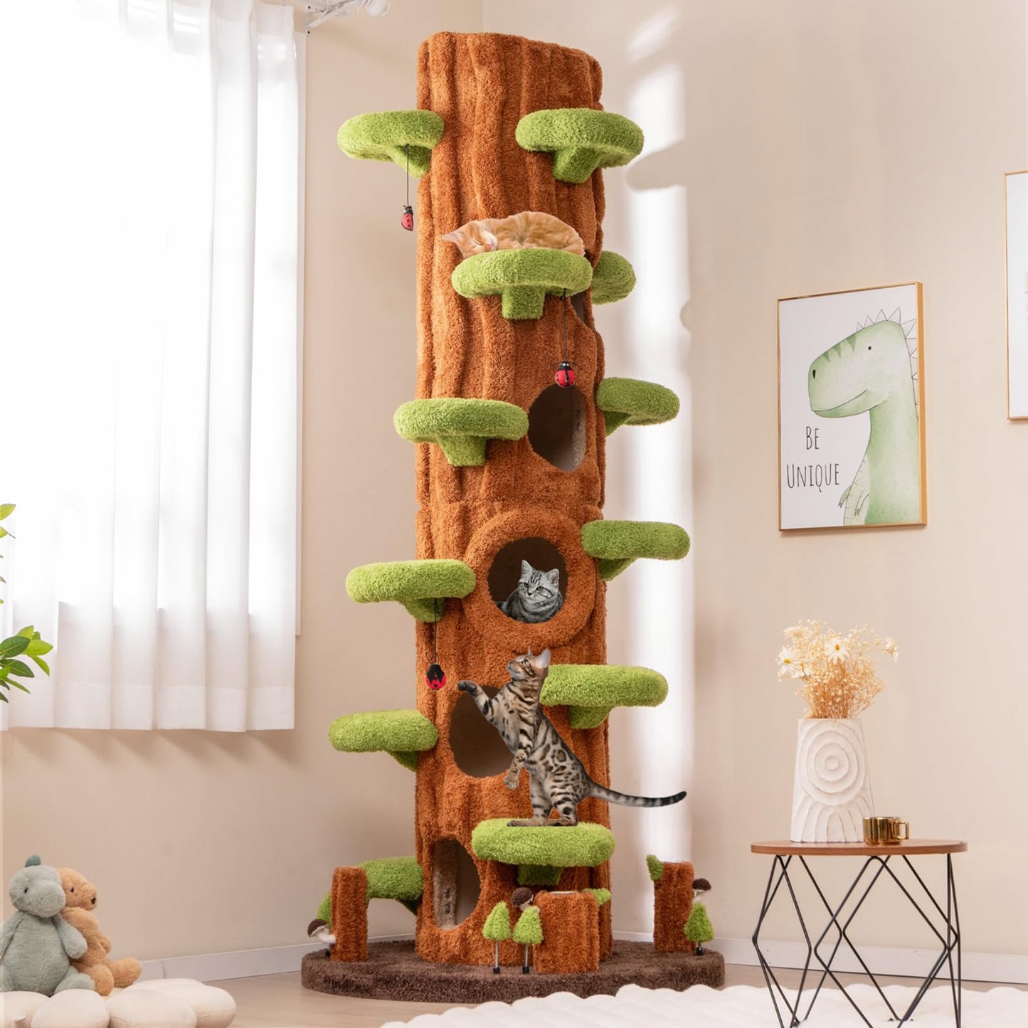 Tall Cat Tree Tower Sisal Scratching Condo Hanging Toys Indoor