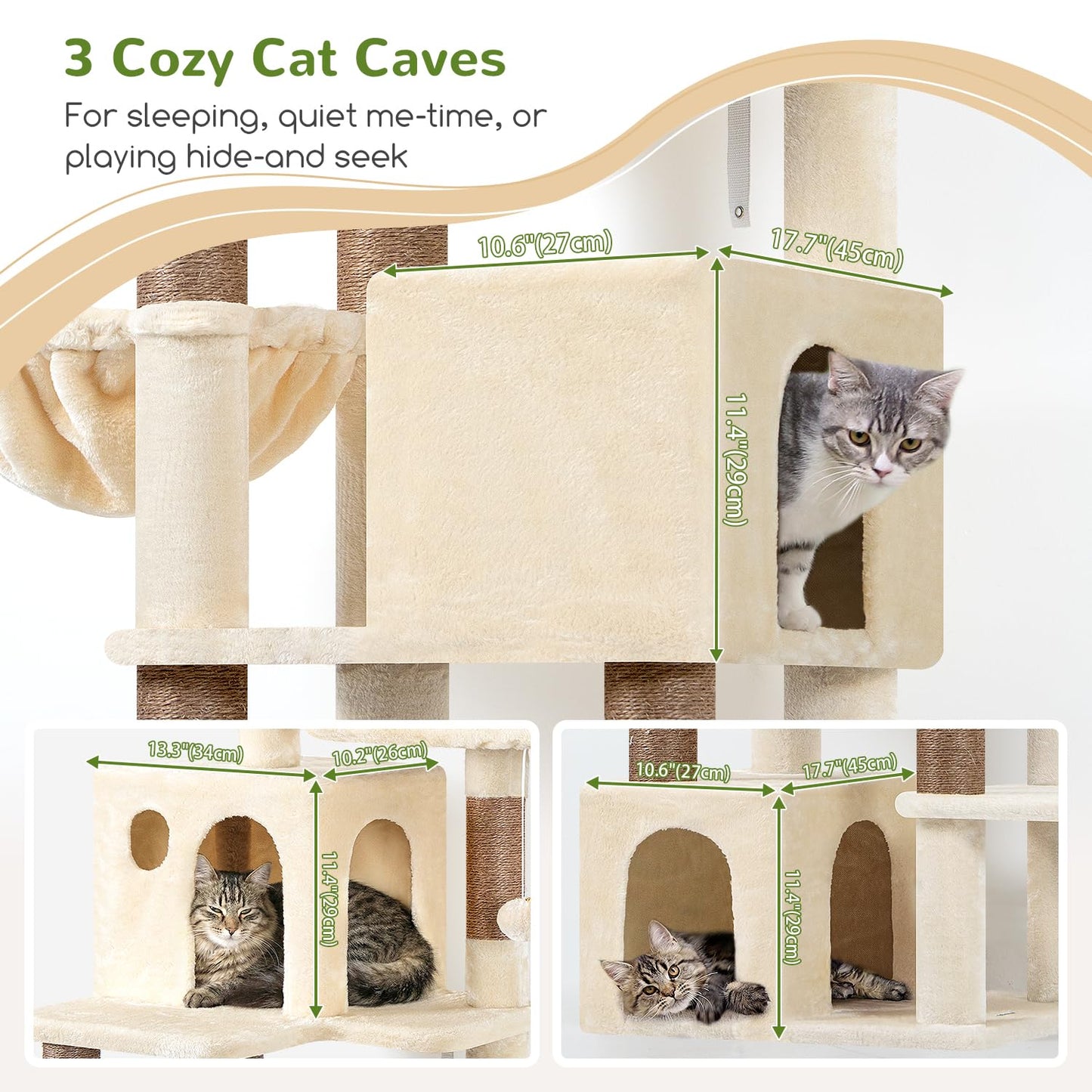 70 Inch Cat Tree Tower Scratching Post Hammock Condo