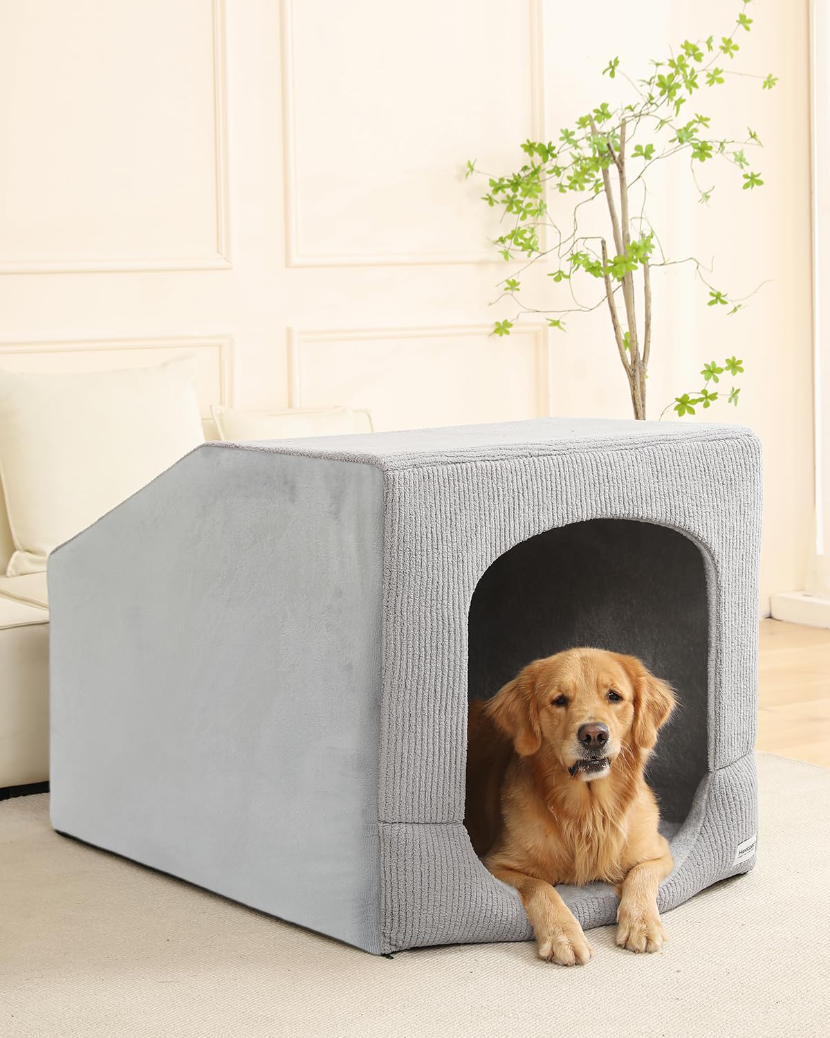 Hovicaed Indoor Dog House for Extra Large Medium Small Sized Dogs - Washable Removable Cushion and Cover Pet Orthopedic Dog Bed, Inside Dog House Large Space Strong Support, Cat Cute Tent Cave