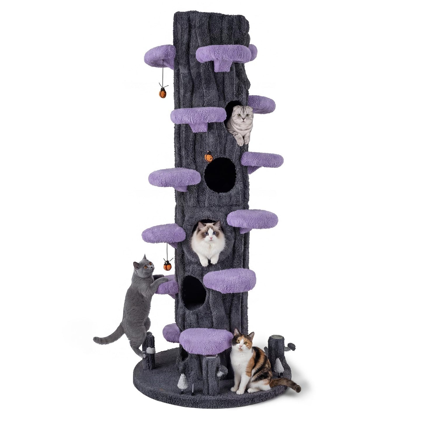 Tall Cat Tree Tower Sisal Scratching Condo Hanging Toys Indoor
