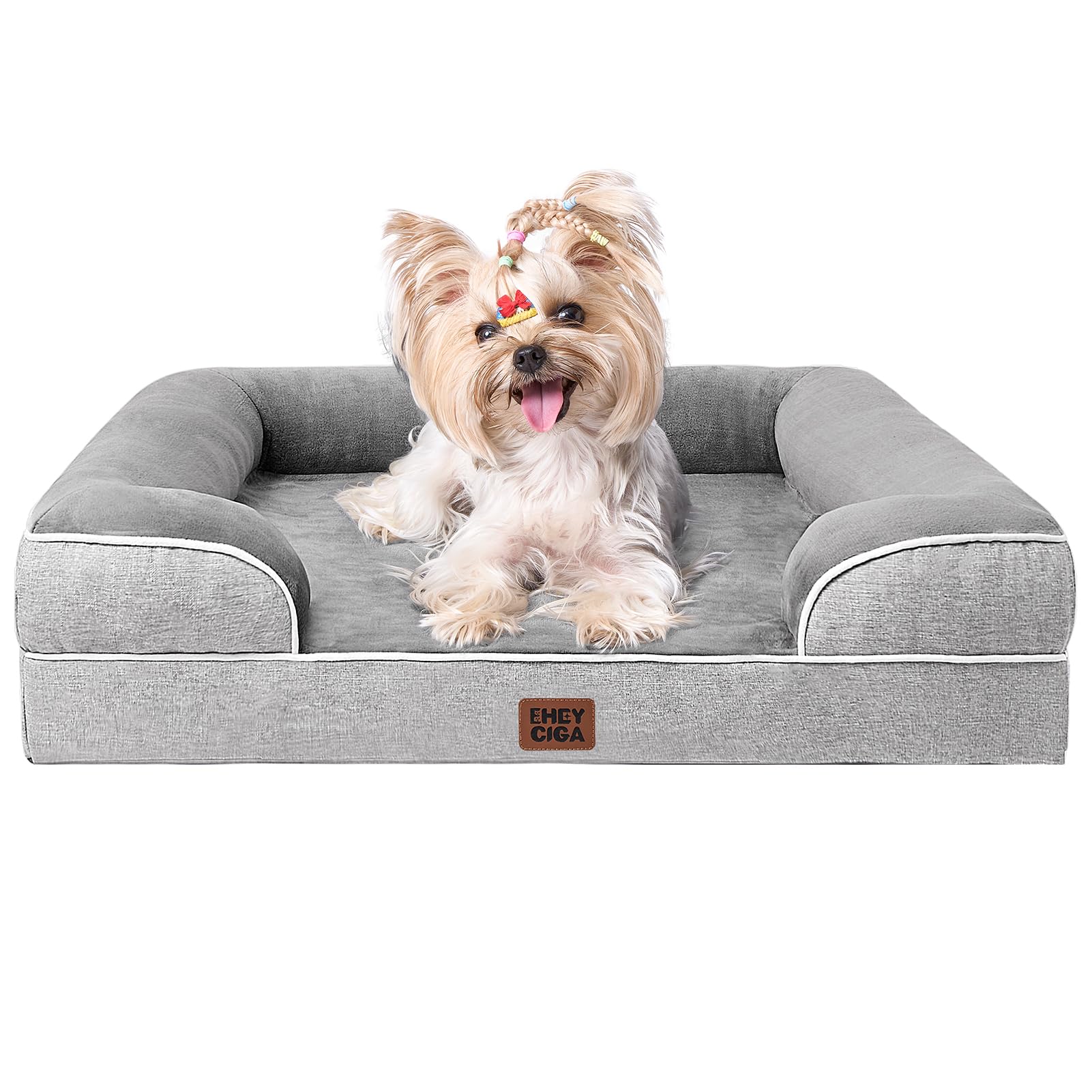 EHEYCIGA Orthopedic Dog Beds for Medium Large Extra Large Dogs, Waterproof Memory Foam XL Dog Bed with Sides, Egg-Crate Foam Couch Bed with Washable Removable Cover