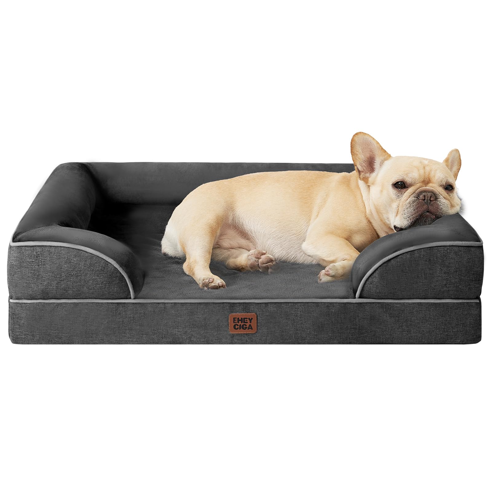 EHEYCIGA Orthopedic Dog Beds for Medium Large Extra Large Dogs, Waterproof Memory Foam XL Dog Bed with Sides, Egg-Crate Foam Couch Bed with Washable Removable Cover