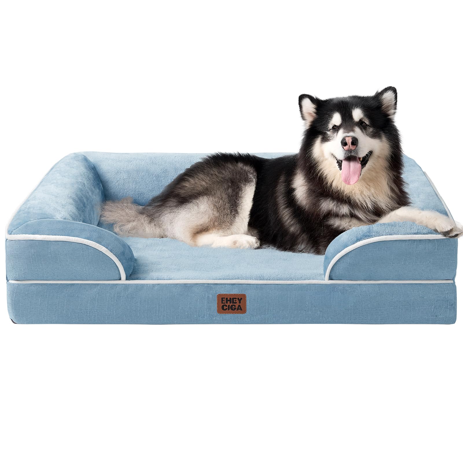 EHEYCIGA Orthopedic Dog Beds for Medium Large Extra Large Dogs, Waterproof Memory Foam XL Dog Bed with Sides, Egg-Crate Foam Couch Bed with Washable Removable Cover