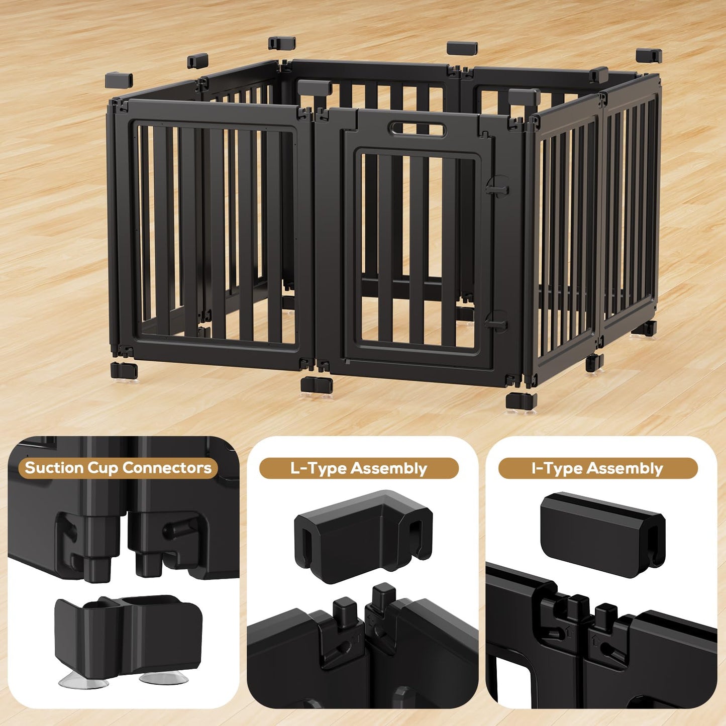 Clear Dog Playpen with Door Indoor Outdoor Puppy Pen Easy Clean
