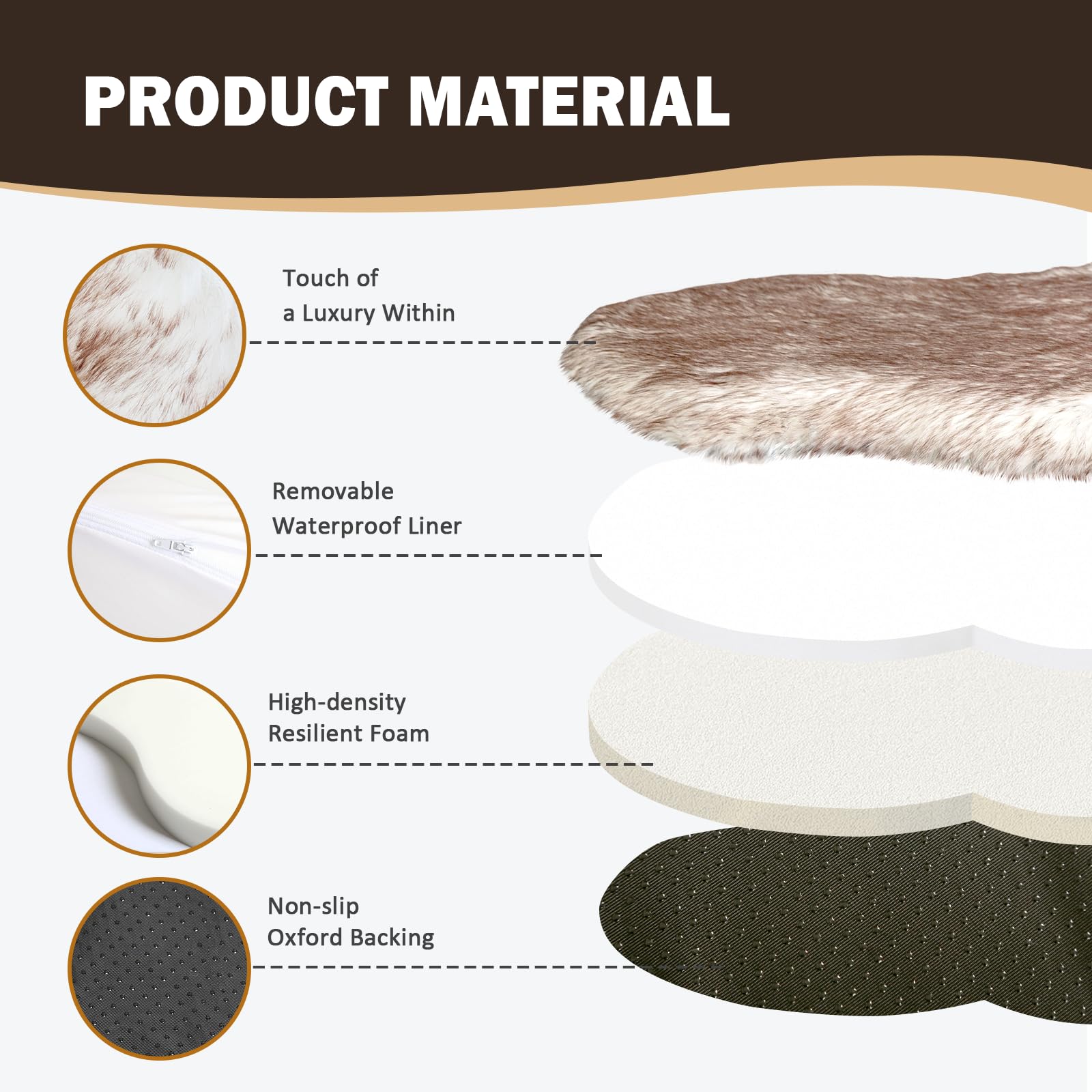 Welfibr 40"×24"×1.97" Luxury Fluffy Faux Fur Dog Bed, Ultra Soft Plush Pet Rug, Washable Cozy Pad with Non-Slip Bottom, Supportive & Warm Sleeping Mat for Medium & Large Dogs, Joint-Friendly Pet Bed