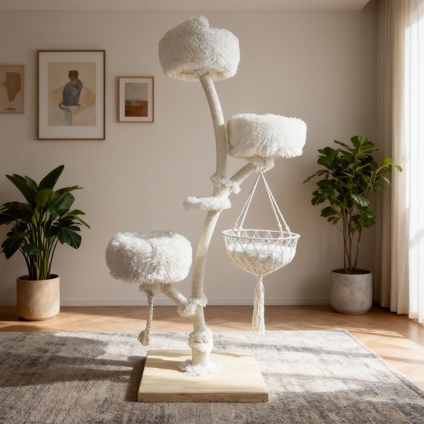 Multi Level Cat Tree Tower Sisal Scratcher Hammock Condo