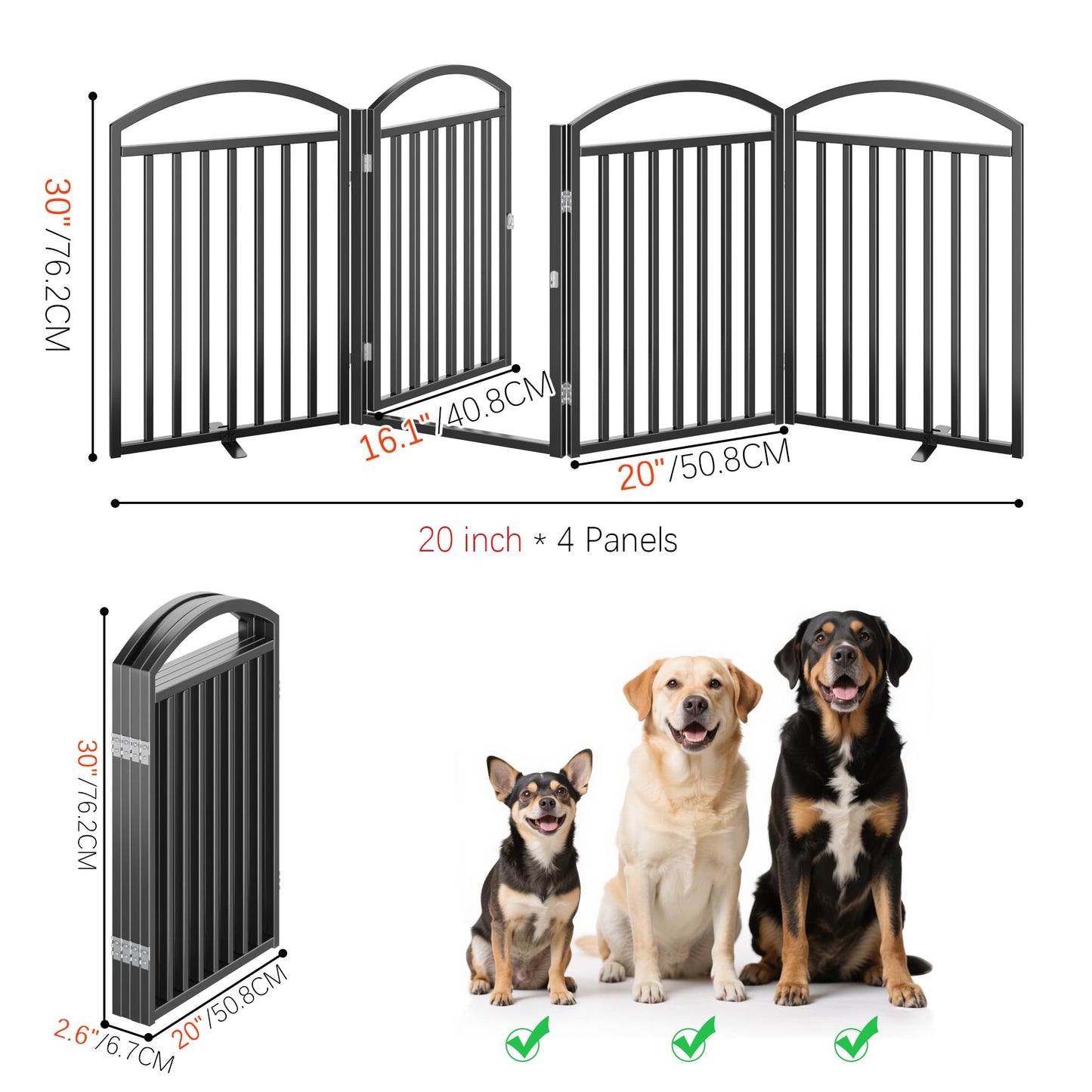 Foldable Dog Gate Freestanding Wide Pet Fence Door