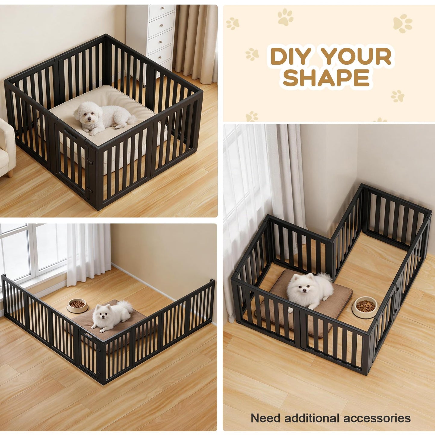 Clear Dog Playpen with Door Indoor Outdoor Puppy Pen Easy Clean