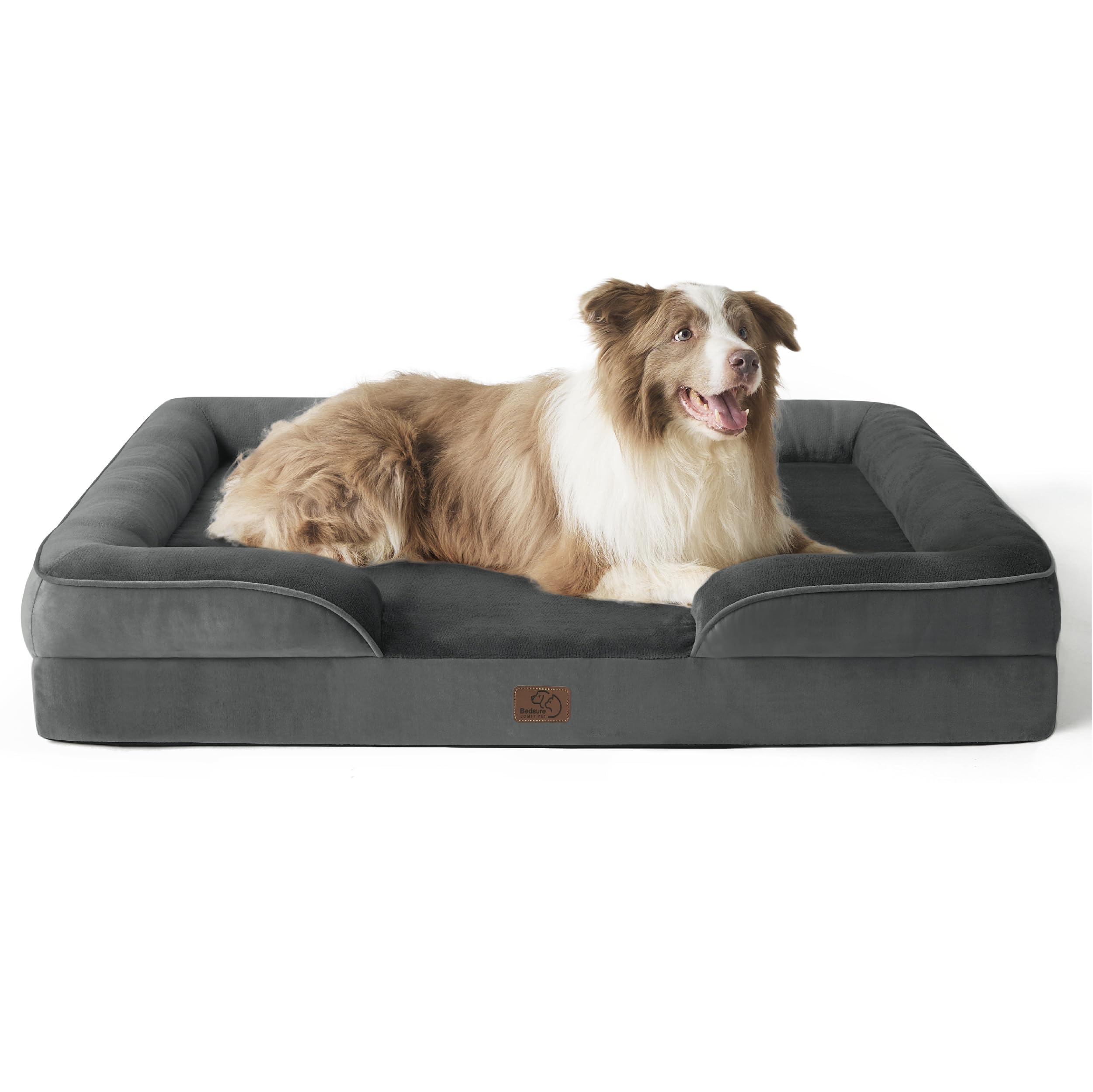 Bedsure Orthopedic Dog Bed - Washable Bolster Dog Cat Sofa Beds, Supportive Foam Pet Couch Bed with Removable Washable Cover, Waterproof Lining and Nonskid Bottom
