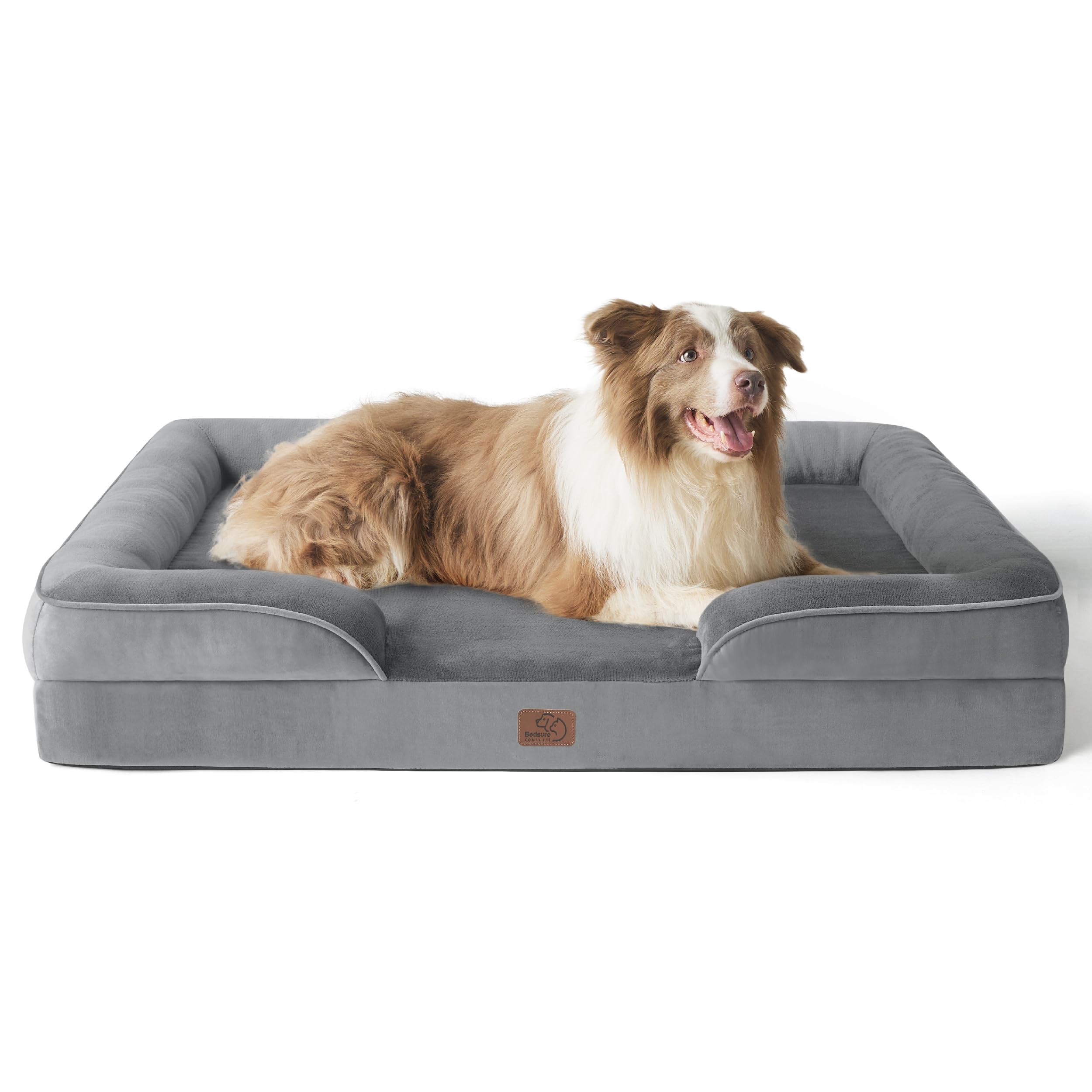 Bedsure Orthopedic Dog Bed - Washable Bolster Dog Cat Sofa Beds, Supportive Foam Pet Couch Bed with Removable Washable Cover, Waterproof Lining and Nonskid Bottom