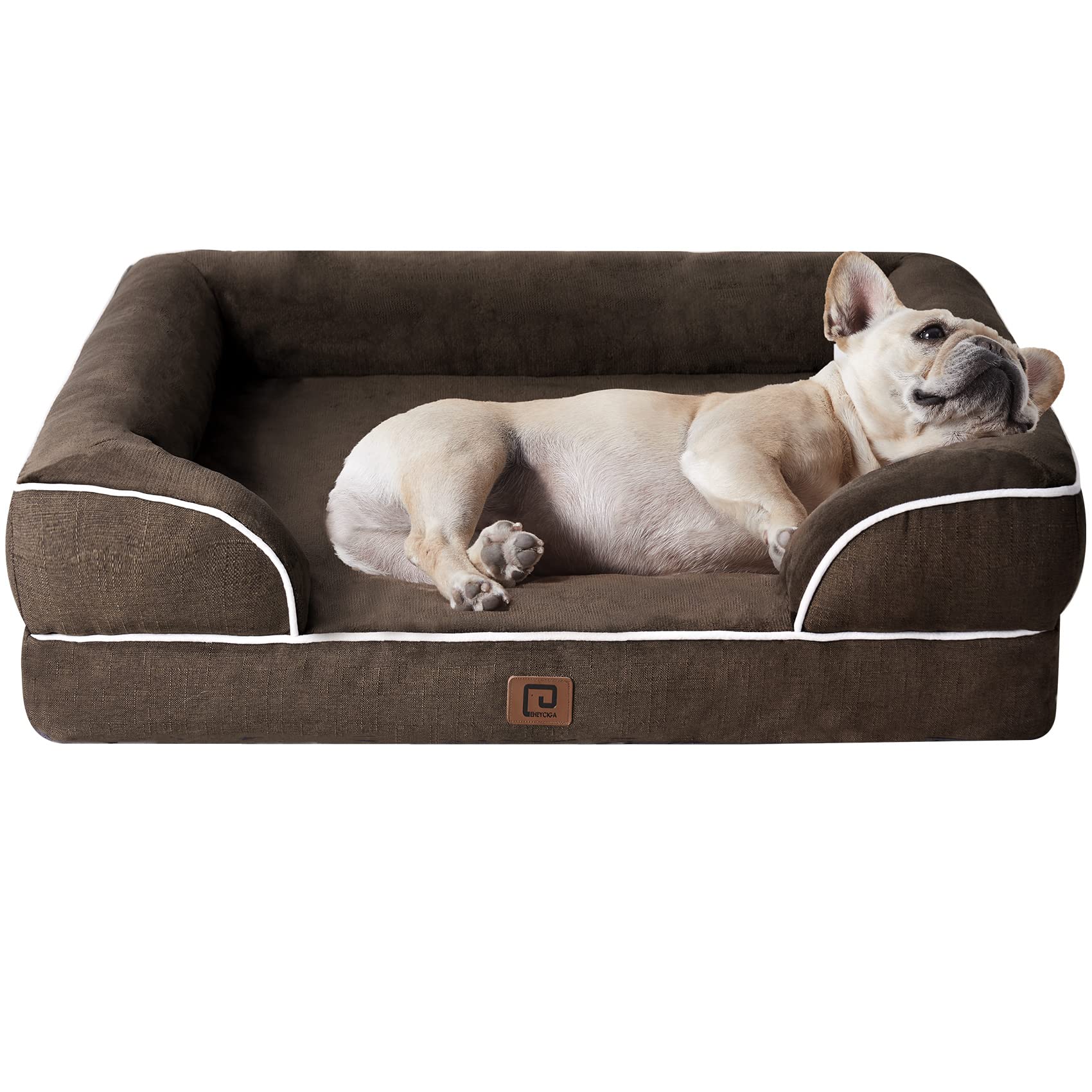 EHEYCIGA Orthopedic Dog Beds for Medium Large Extra Large Dogs, Waterproof Memory Foam XL Dog Bed with Sides, Egg-Crate Foam Couch Bed with Washable Removable Cover