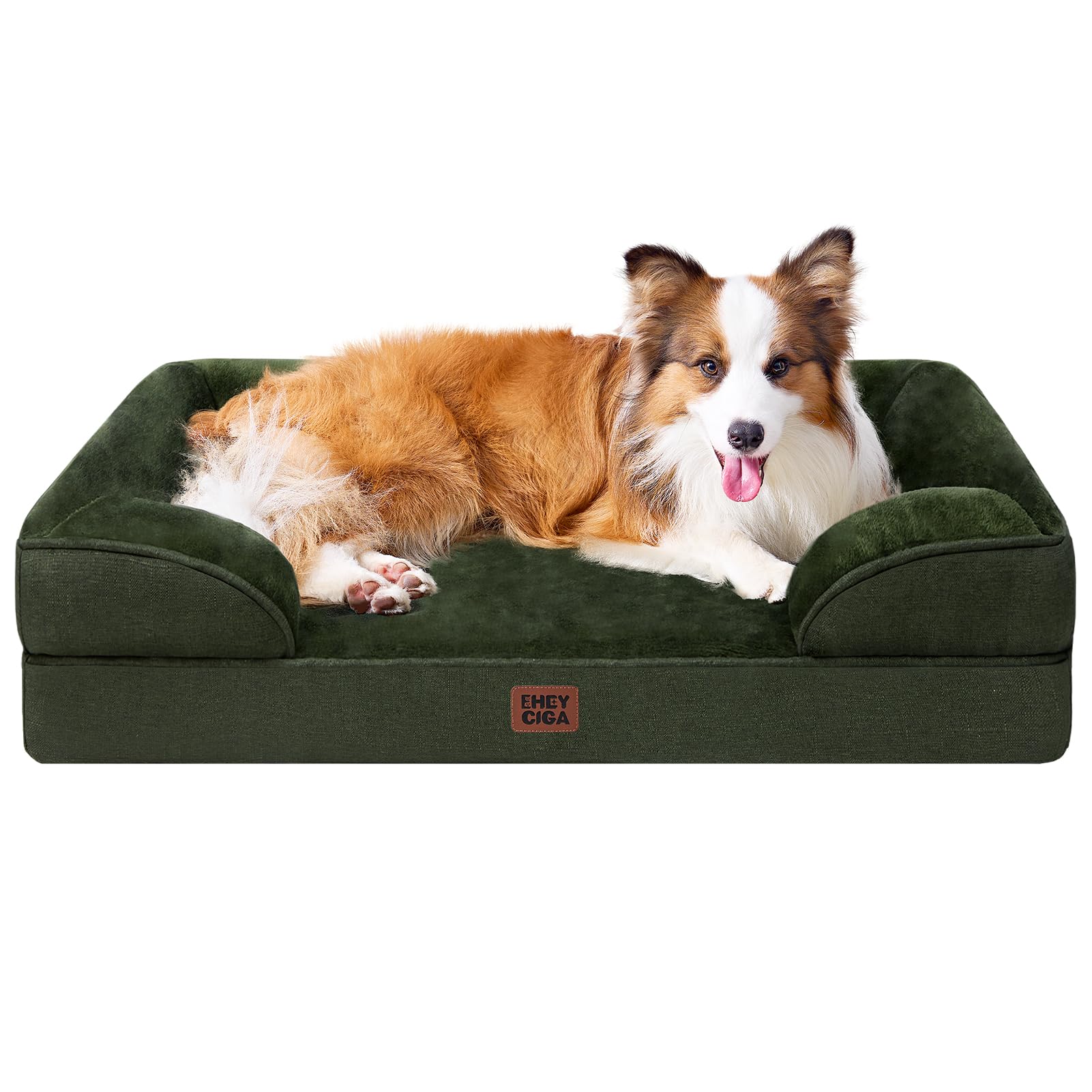 EHEYCIGA Orthopedic Dog Beds for Medium Large Extra Large Dogs, Waterproof Memory Foam XL Dog Bed with Sides, Egg-Crate Foam Couch Bed with Washable Removable Cover