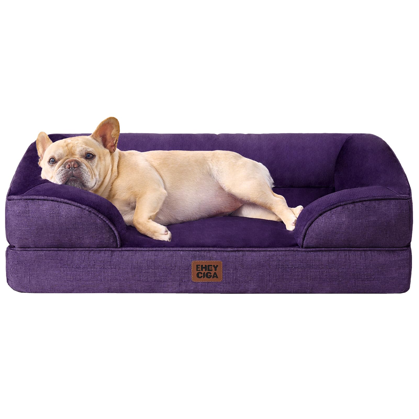 EHEYCIGA Orthopedic Dog Beds for Medium Large Extra Large Dogs, Waterproof Memory Foam XL Dog Bed with Sides, Egg-Crate Foam Couch Bed with Washable Removable Cover