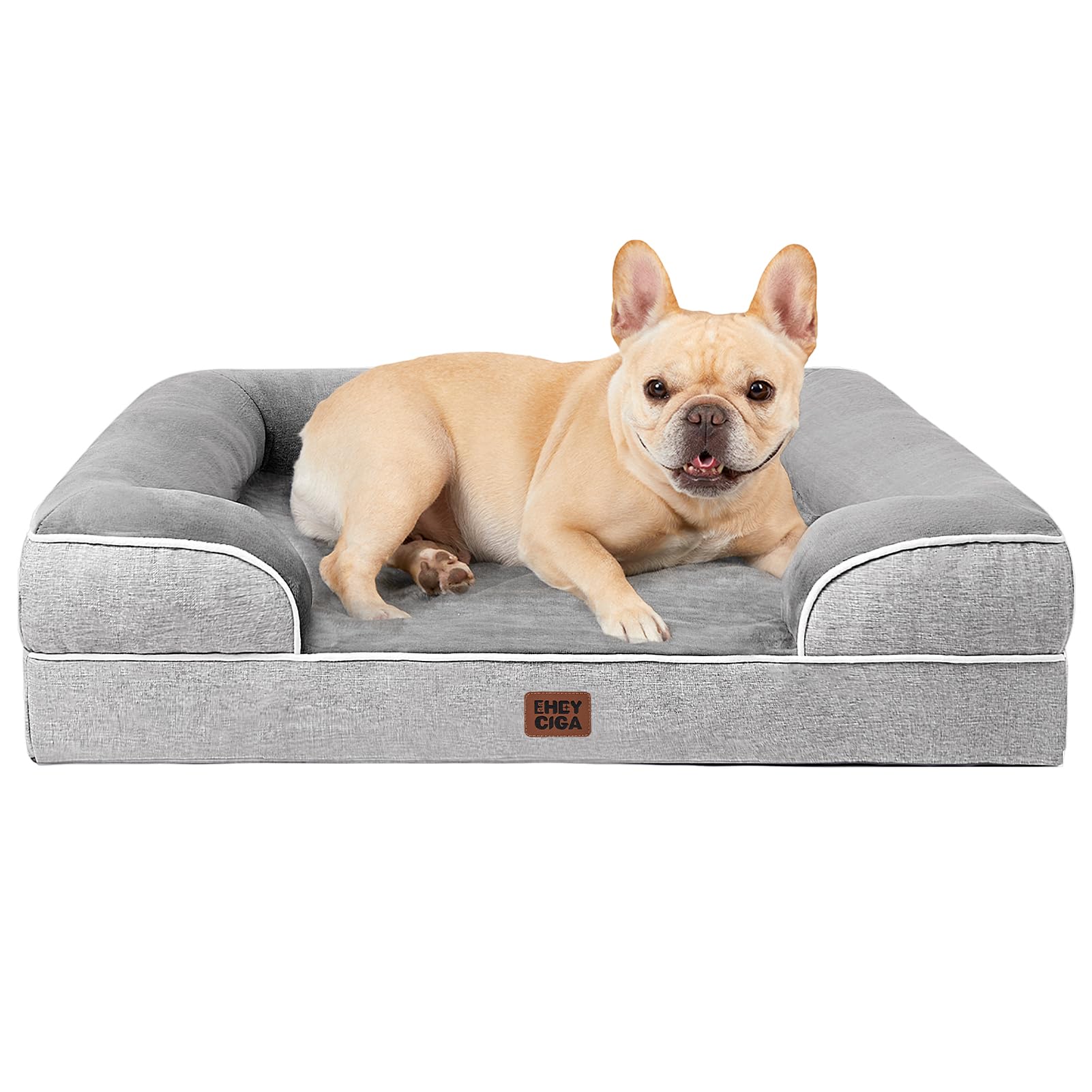 EHEYCIGA Orthopedic Dog Beds for Medium Large Extra Large Dogs, Waterproof Memory Foam XL Dog Bed with Sides, Egg-Crate Foam Couch Bed with Washable Removable Cover