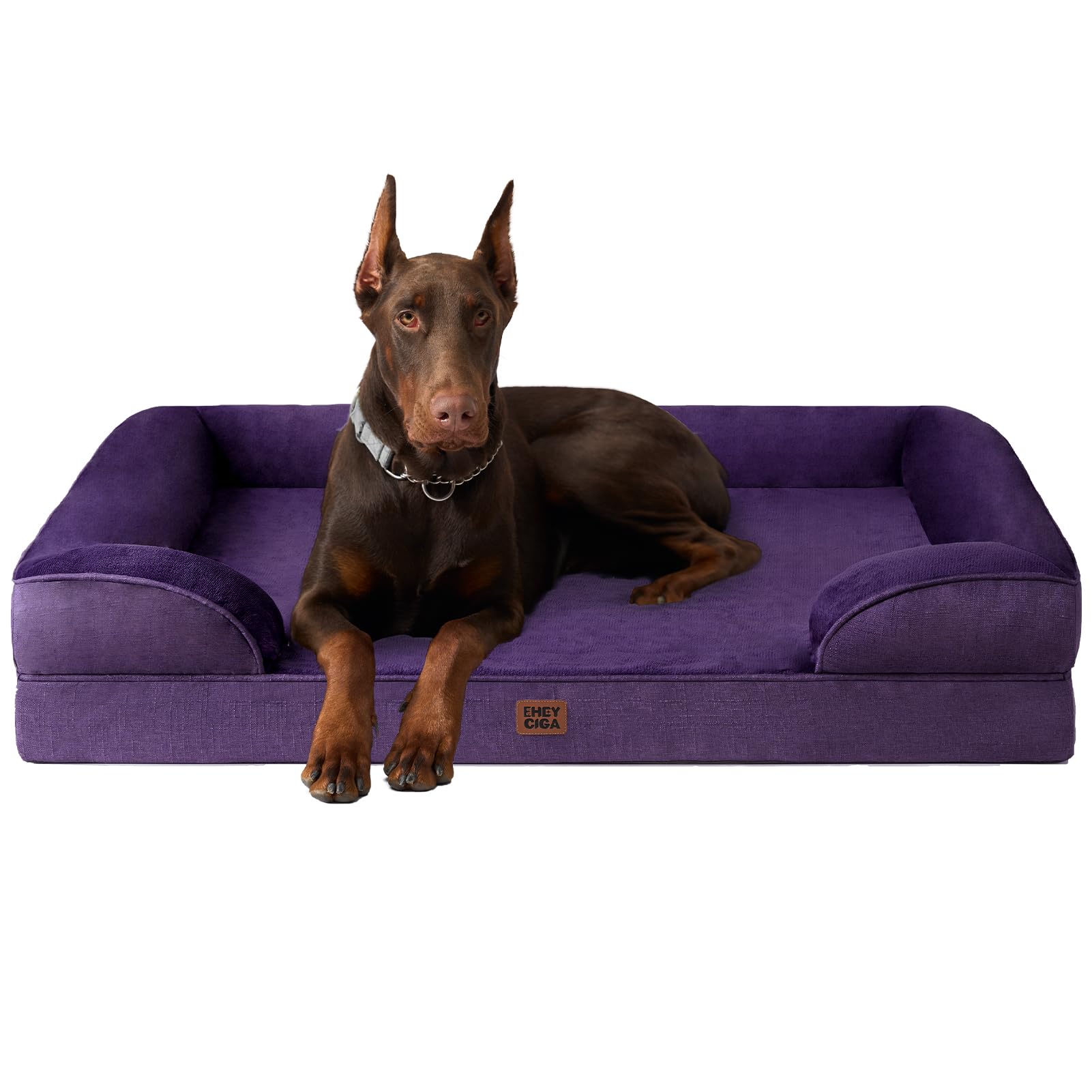 EHEYCIGA Orthopedic Dog Beds for Medium Large Extra Large Dogs, Waterproof Memory Foam XL Dog Bed with Sides, Egg-Crate Foam Couch Bed with Washable Removable Cover