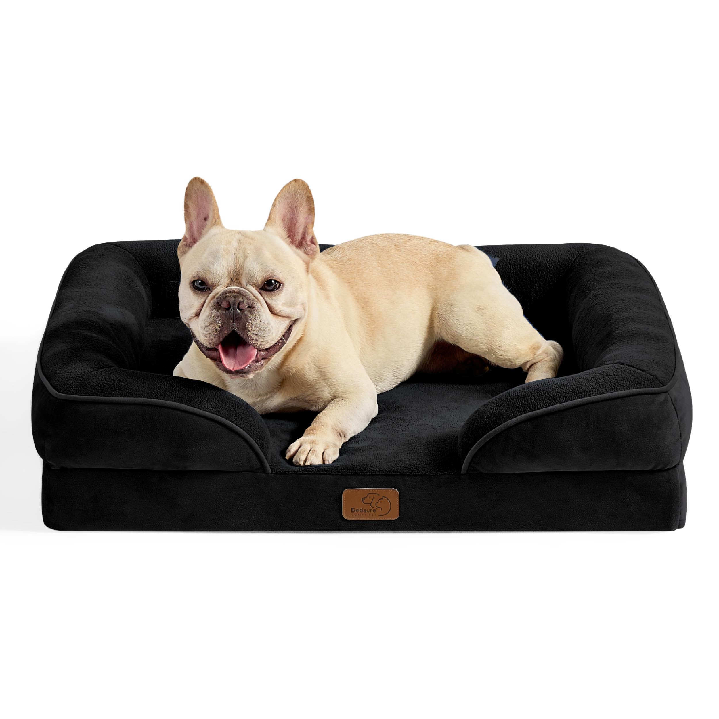 Bedsure Orthopedic Dog Bed - Washable Bolster Dog Cat Sofa Beds, Supportive Foam Pet Couch Bed with Removable Washable Cover, Waterproof Lining and Nonskid Bottom