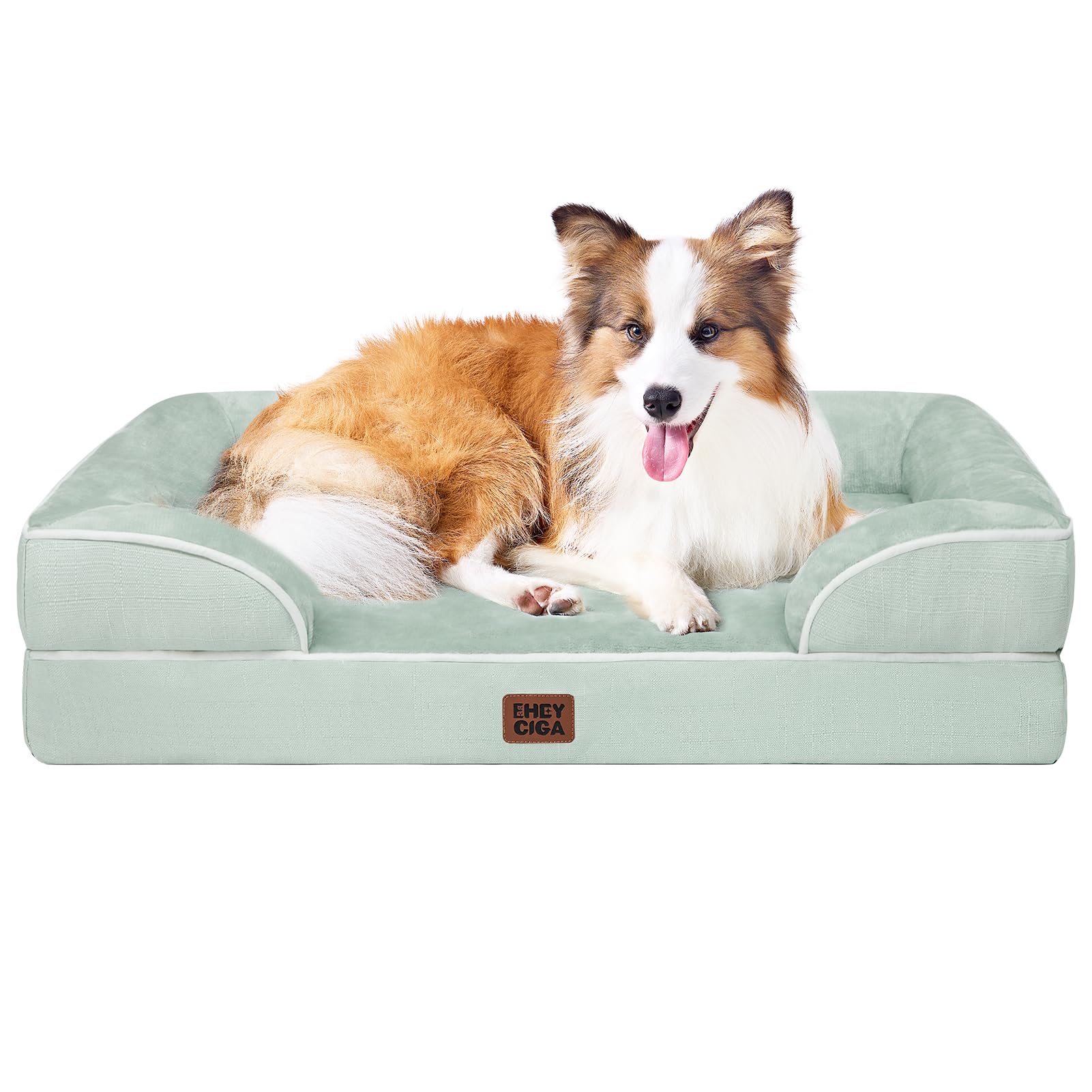 EHEYCIGA Orthopedic Dog Beds for Medium Large Extra Large Dogs, Waterproof Memory Foam XL Dog Bed with Sides, Egg-Crate Foam Couch Bed with Washable Removable Cover