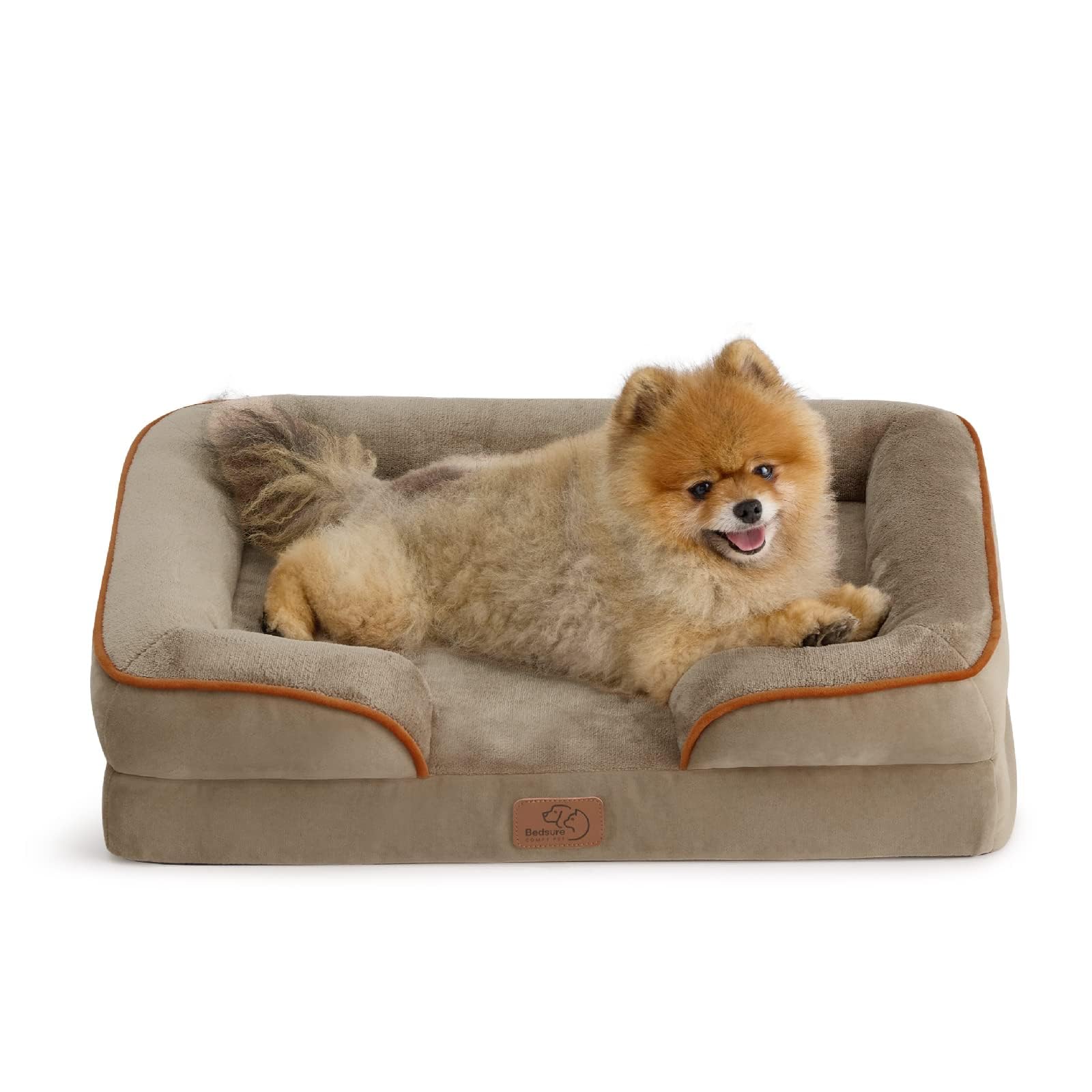 Bedsure Orthopedic Dog Bed - Washable Bolster Dog Cat Sofa Beds, Supportive Foam Pet Couch Bed with Removable Washable Cover, Waterproof Lining and Nonskid Bottom