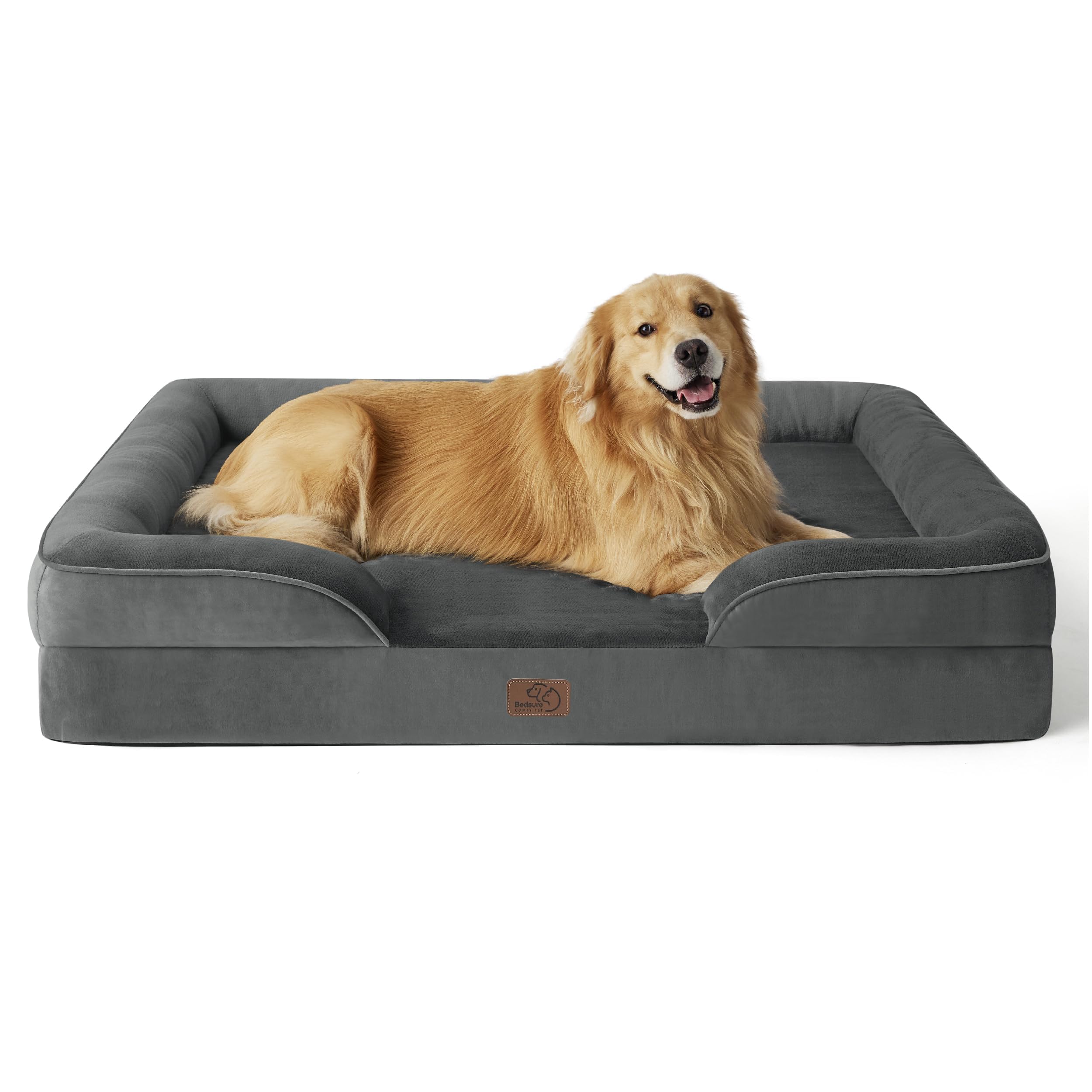 Bedsure Orthopedic Dog Bed - Washable Bolster Dog Cat Sofa Beds, Supportive Foam Pet Couch Bed with Removable Washable Cover, Waterproof Lining and Nonskid Bottom