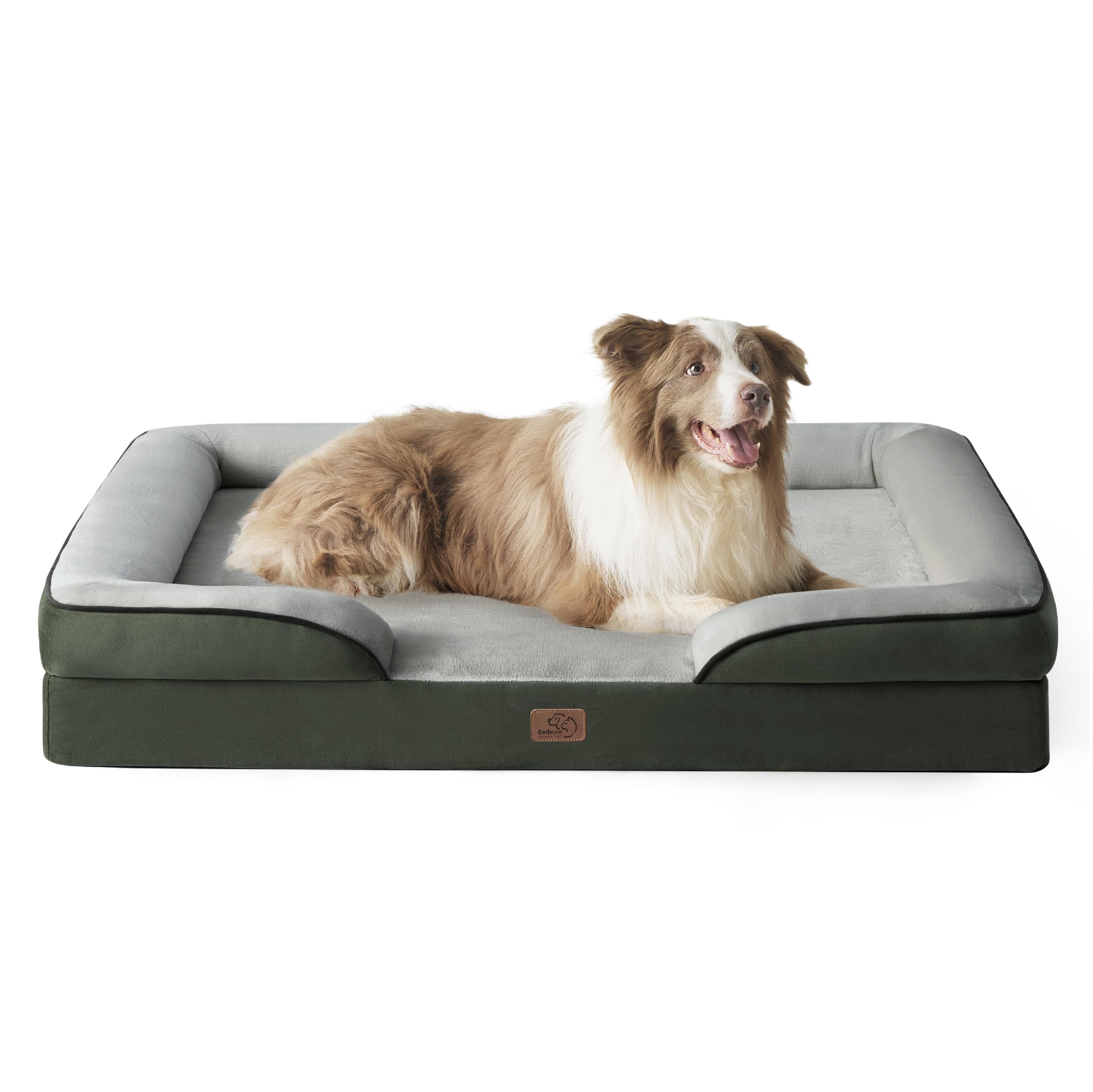Bedsure Orthopedic Dog Bed - Washable Bolster Dog Cat Sofa Beds, Supportive Foam Pet Couch Bed with Removable Washable Cover, Waterproof Lining and Nonskid Bottom