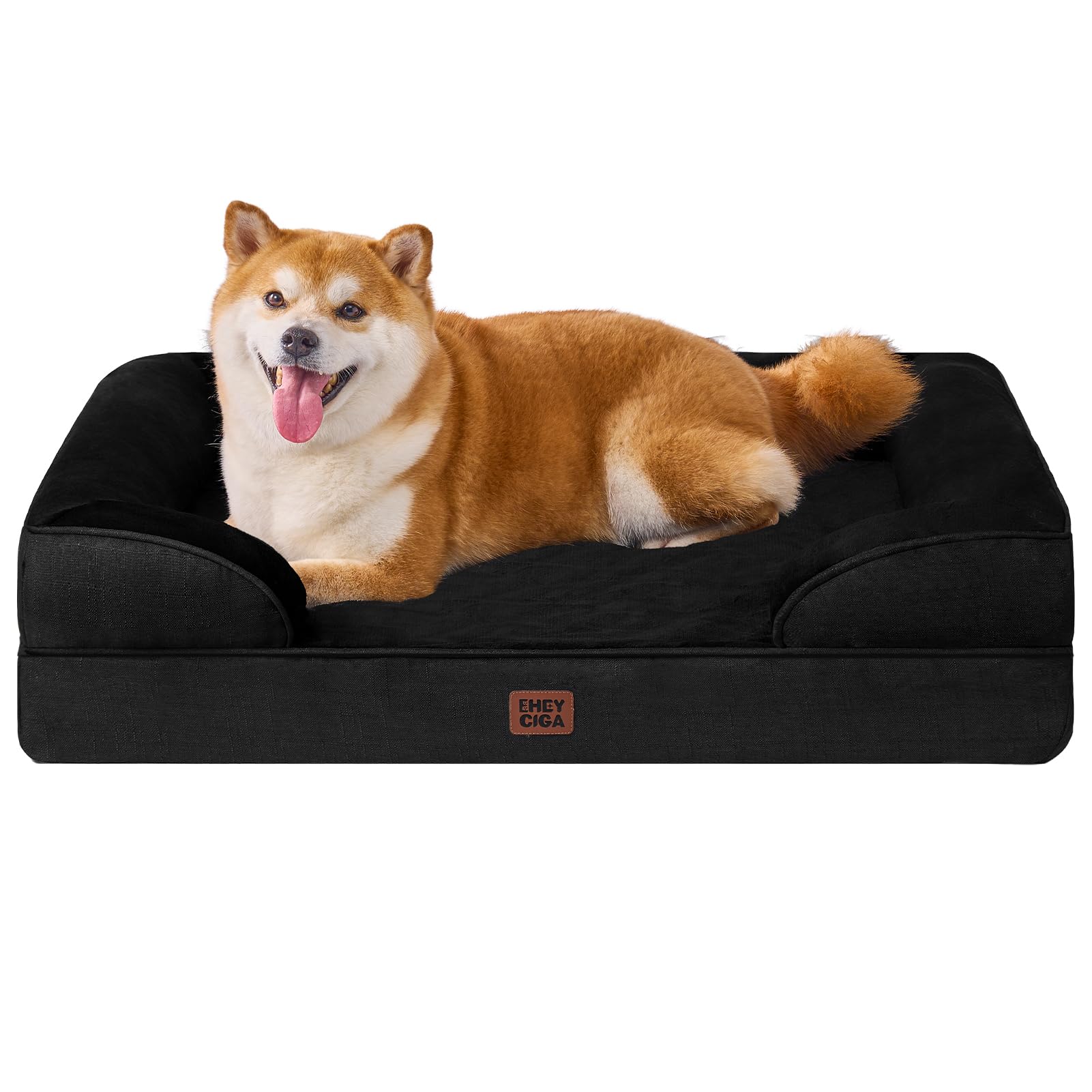 EHEYCIGA Orthopedic Dog Beds for Medium Large Extra Large Dogs, Waterproof Memory Foam XL Dog Bed with Sides, Egg-Crate Foam Couch Bed with Washable Removable Cover