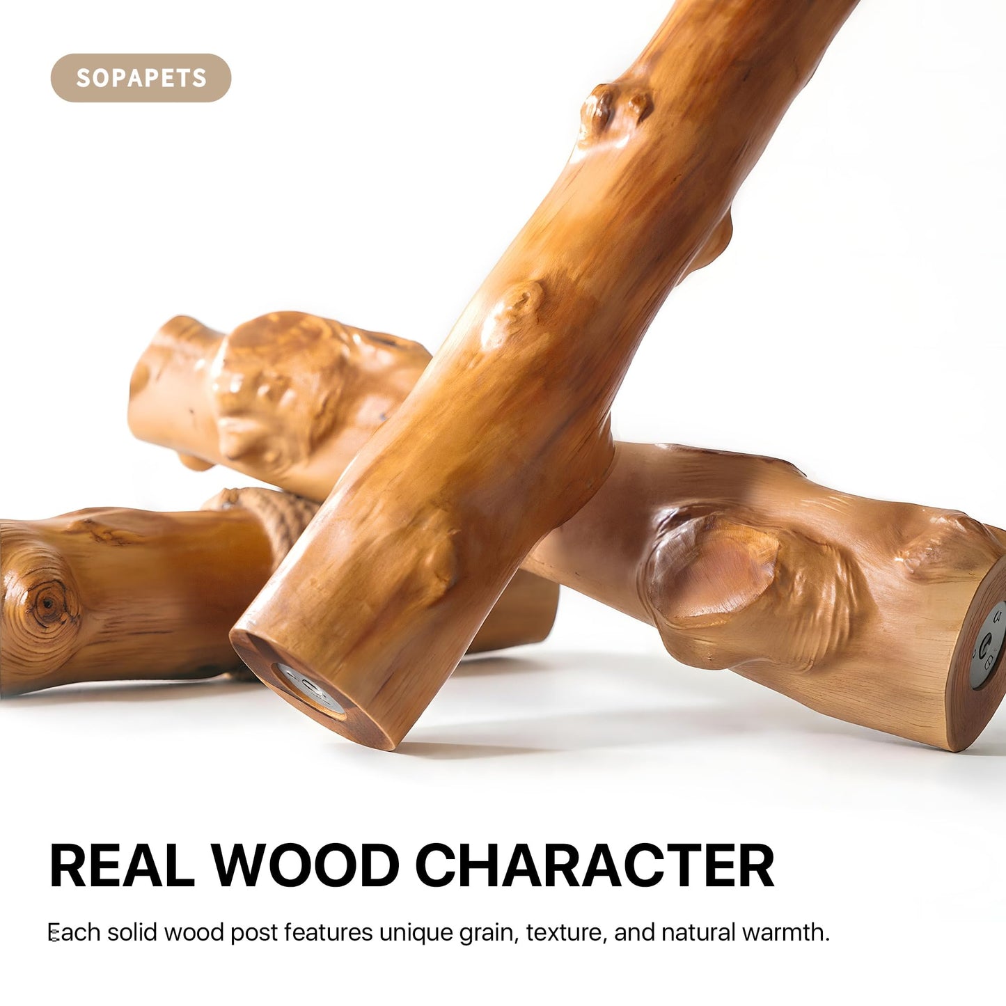 Solid Wood Cat Tree Tall Condo Scratching Post Large Cats
