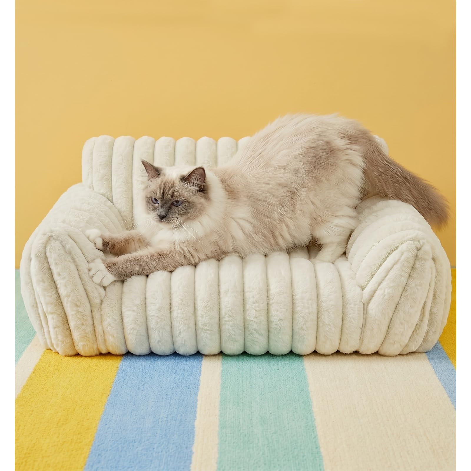 Norvianic Cat Couch Bed for Small Cats & Indoor Cats, Square Cat Bed and Pet Sofa for Small/Medium Dogs - Removable Washable Dog Bed Cover