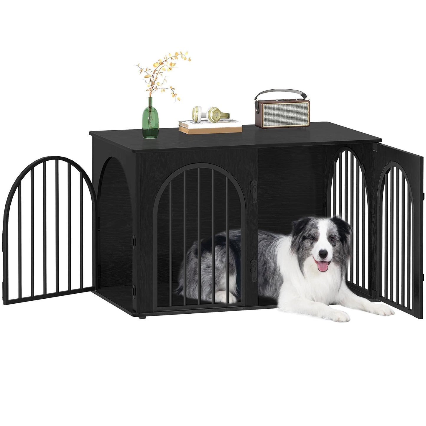 Wooden Dog Crate Furniture Indoor Kennel End Table TV Stand