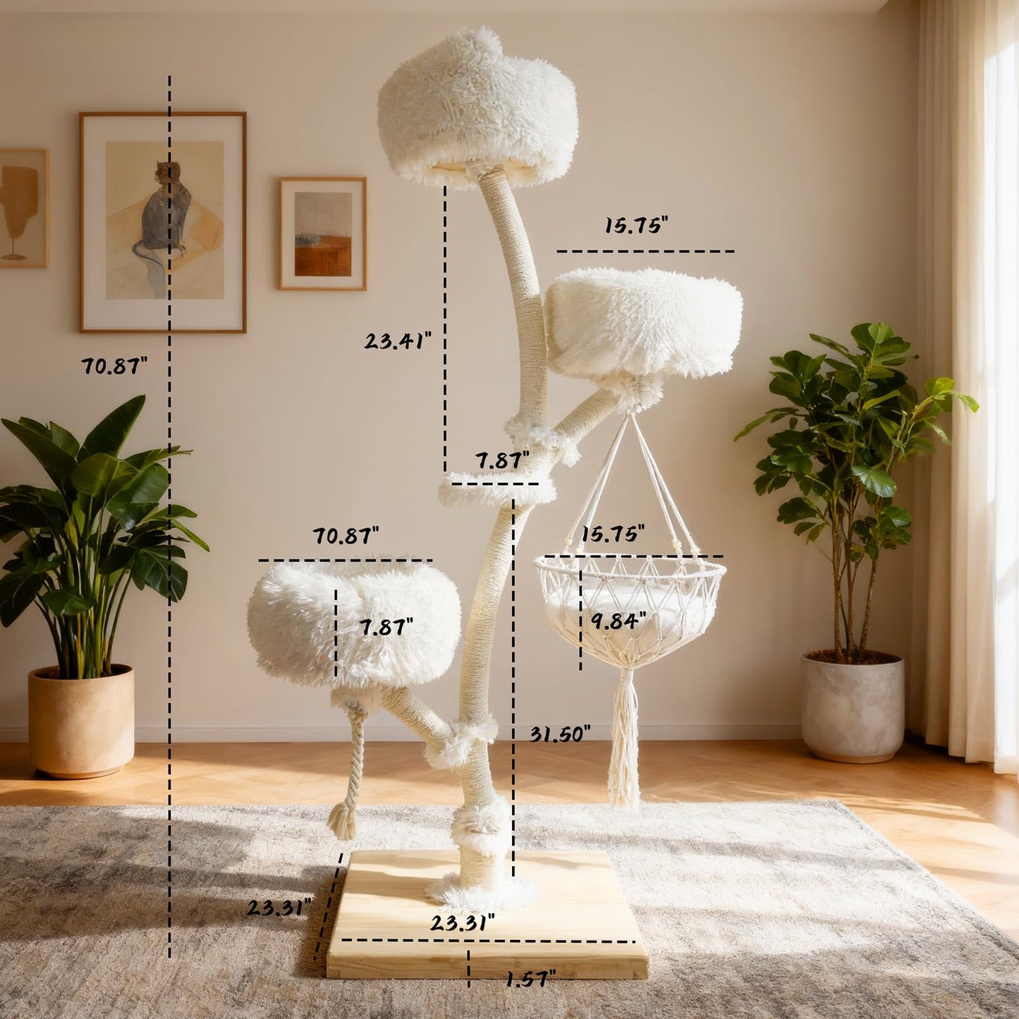 Multi Level Cat Tree Tower Sisal Scratcher Hammock Condo