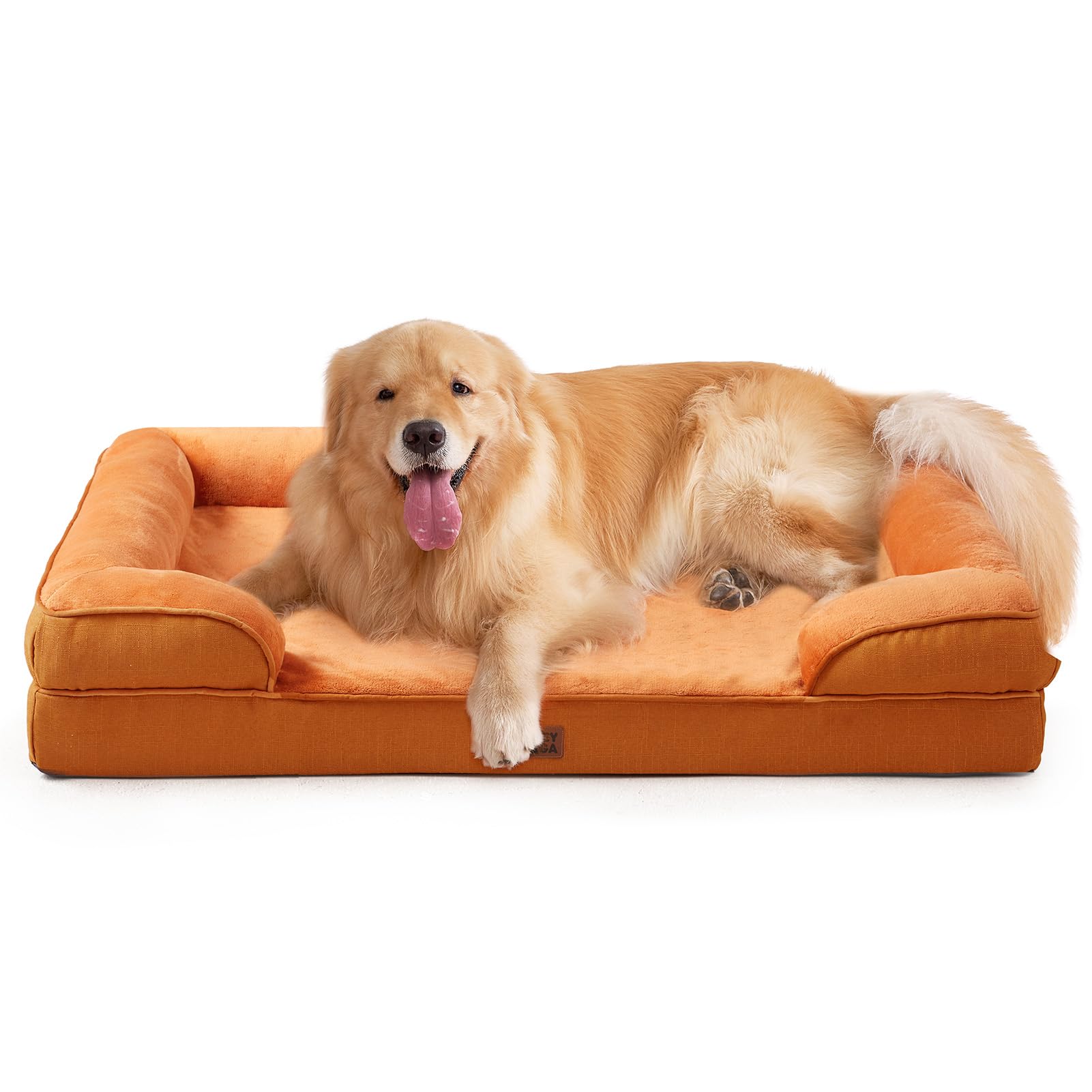 EHEYCIGA Orthopedic Dog Beds for Medium Large Extra Large Dogs, Waterproof Memory Foam XL Dog Bed with Sides, Egg-Crate Foam Couch Bed with Washable Removable Cover