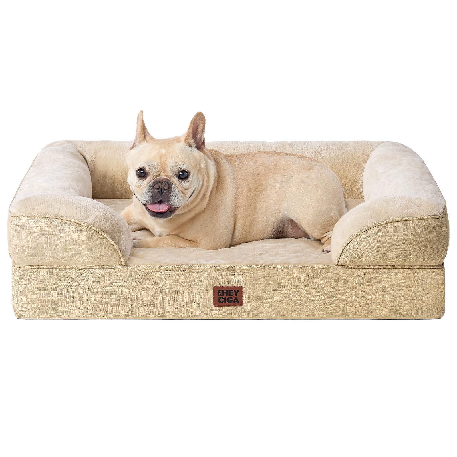 EHEYCIGA Orthopedic Dog Beds for Medium Large Extra Large Dogs, Waterproof Memory Foam XL Dog Bed with Sides, Egg-Crate Foam Couch Bed with Washable Removable Cover