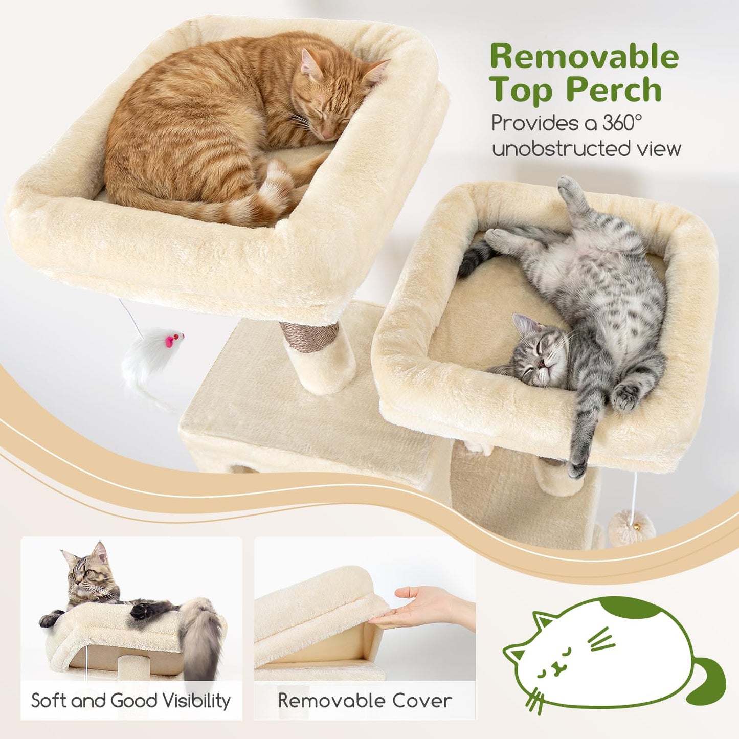 70 Inch Cat Tree Tower Scratching Post Hammock Condo