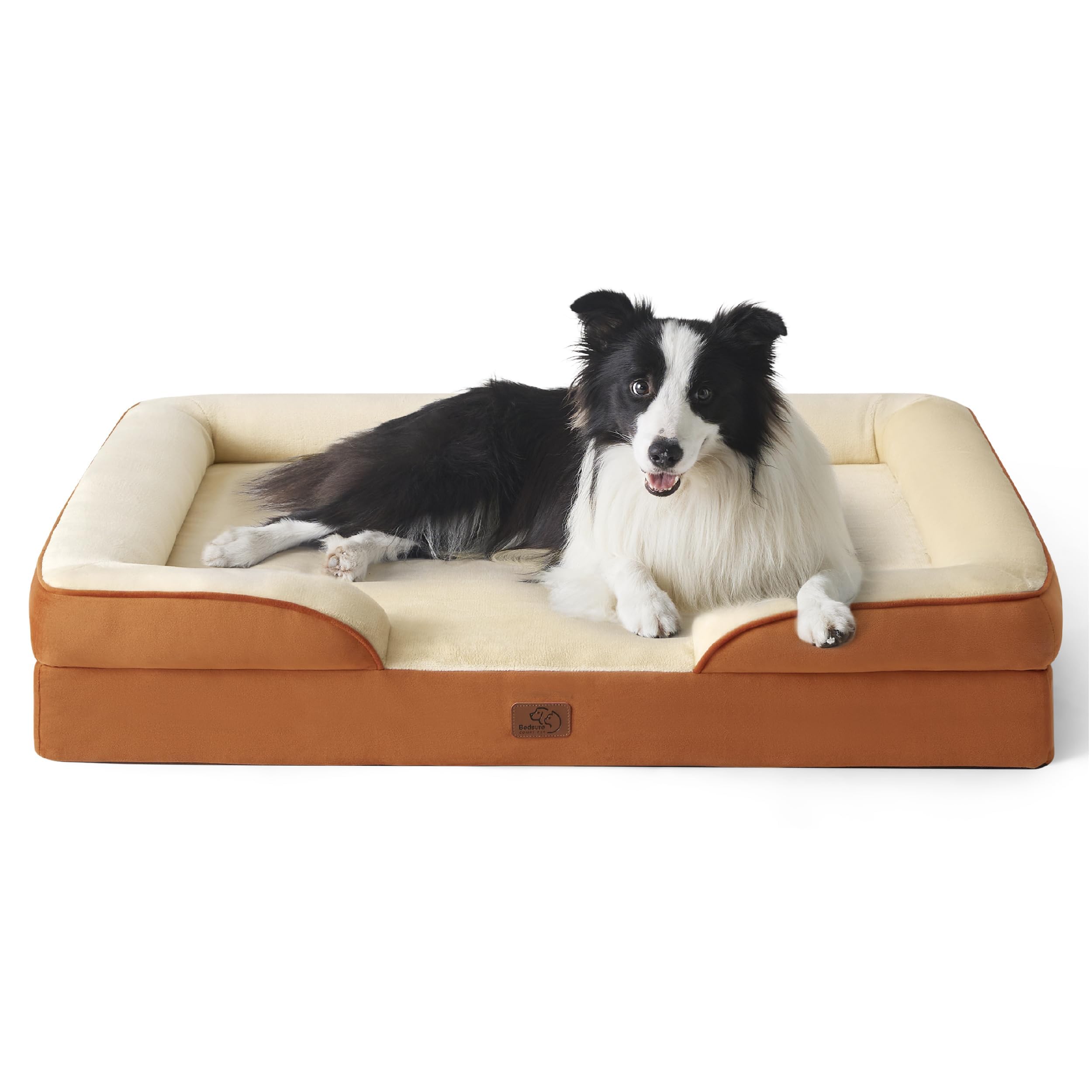 Bedsure Orthopedic Dog Bed - Washable Bolster Dog Cat Sofa Beds, Supportive Foam Pet Couch Bed with Removable Washable Cover, Waterproof Lining and Nonskid Bottom