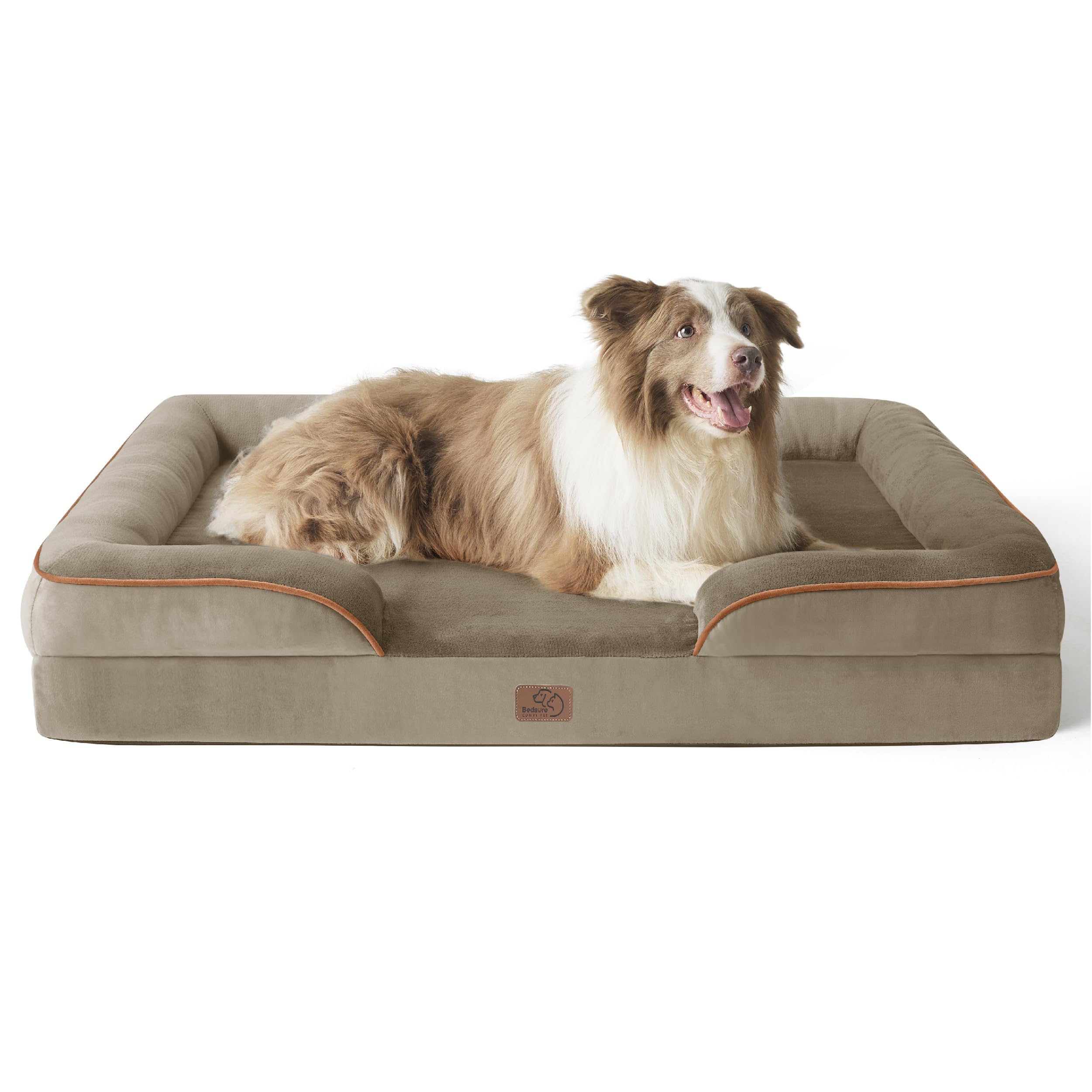 Bedsure Orthopedic Dog Bed - Washable Bolster Dog Cat Sofa Beds, Supportive Foam Pet Couch Bed with Removable Washable Cover, Waterproof Lining and Nonskid Bottom