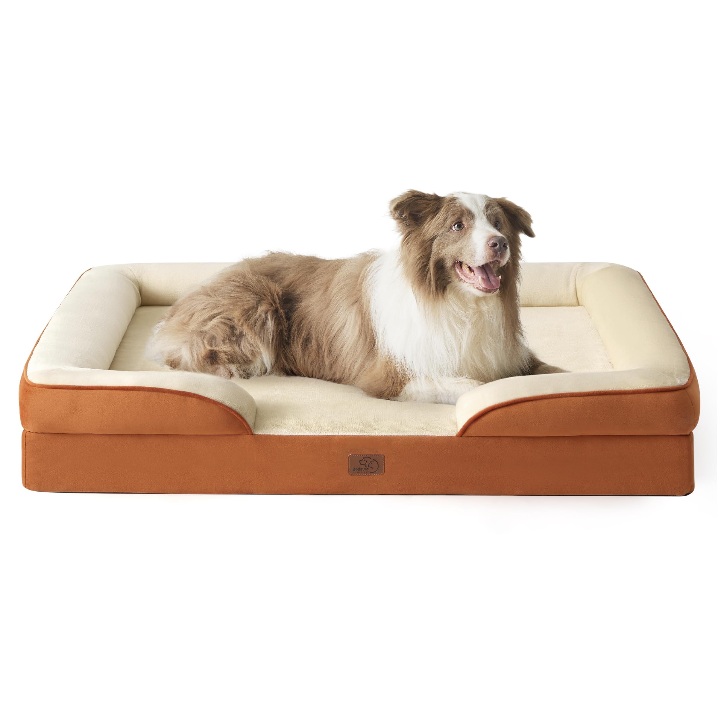 Bedsure Orthopedic Dog Bed - Washable Bolster Dog Cat Sofa Beds, Supportive Foam Pet Couch Bed with Removable Washable Cover, Waterproof Lining and Nonskid Bottom