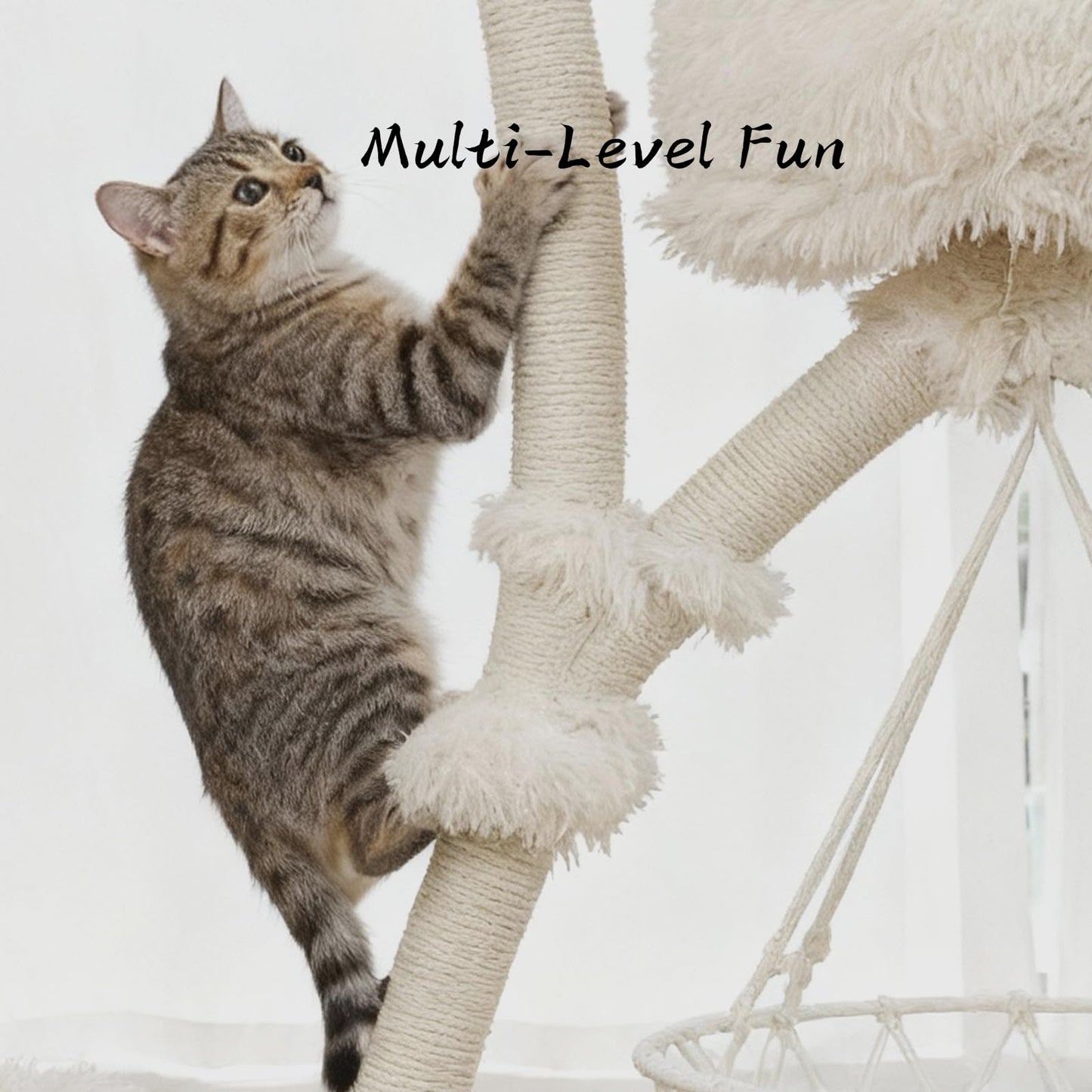 Multi Level Cat Tree Tower Sisal Scratcher Hammock Condo