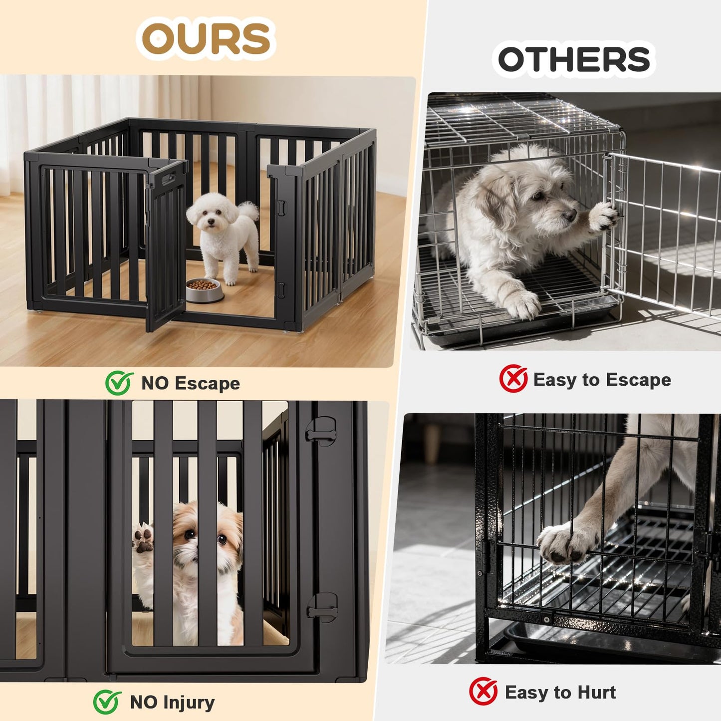Clear Dog Playpen with Door Indoor Outdoor Puppy Pen Easy Clean