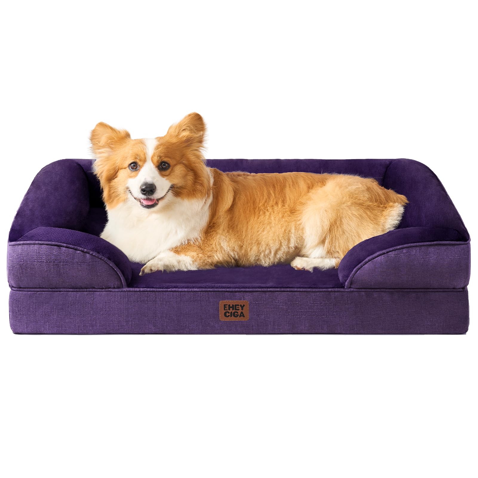 EHEYCIGA Orthopedic Dog Beds for Medium Large Extra Large Dogs, Waterproof Memory Foam XL Dog Bed with Sides, Egg-Crate Foam Couch Bed with Washable Removable Cover