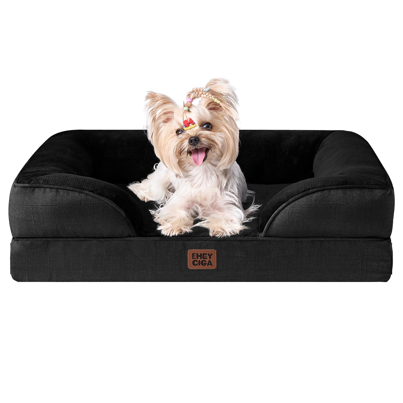 EHEYCIGA Orthopedic Dog Beds for Medium Large Extra Large Dogs, Waterproof Memory Foam XL Dog Bed with Sides, Egg-Crate Foam Couch Bed with Washable Removable Cover