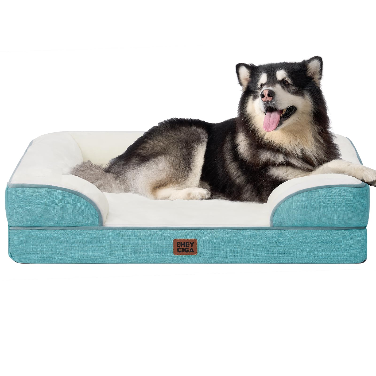 EHEYCIGA Orthopedic Dog Beds for Medium Large Extra Large Dogs, Waterproof Memory Foam XL Dog Bed with Sides, Egg-Crate Foam Couch Bed with Washable Removable Cover
