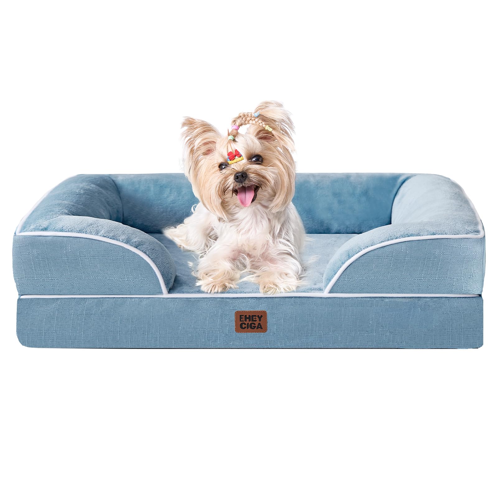 EHEYCIGA Orthopedic Dog Beds for Medium Large Extra Large Dogs, Waterproof Memory Foam XL Dog Bed with Sides, Egg-Crate Foam Couch Bed with Washable Removable Cover
