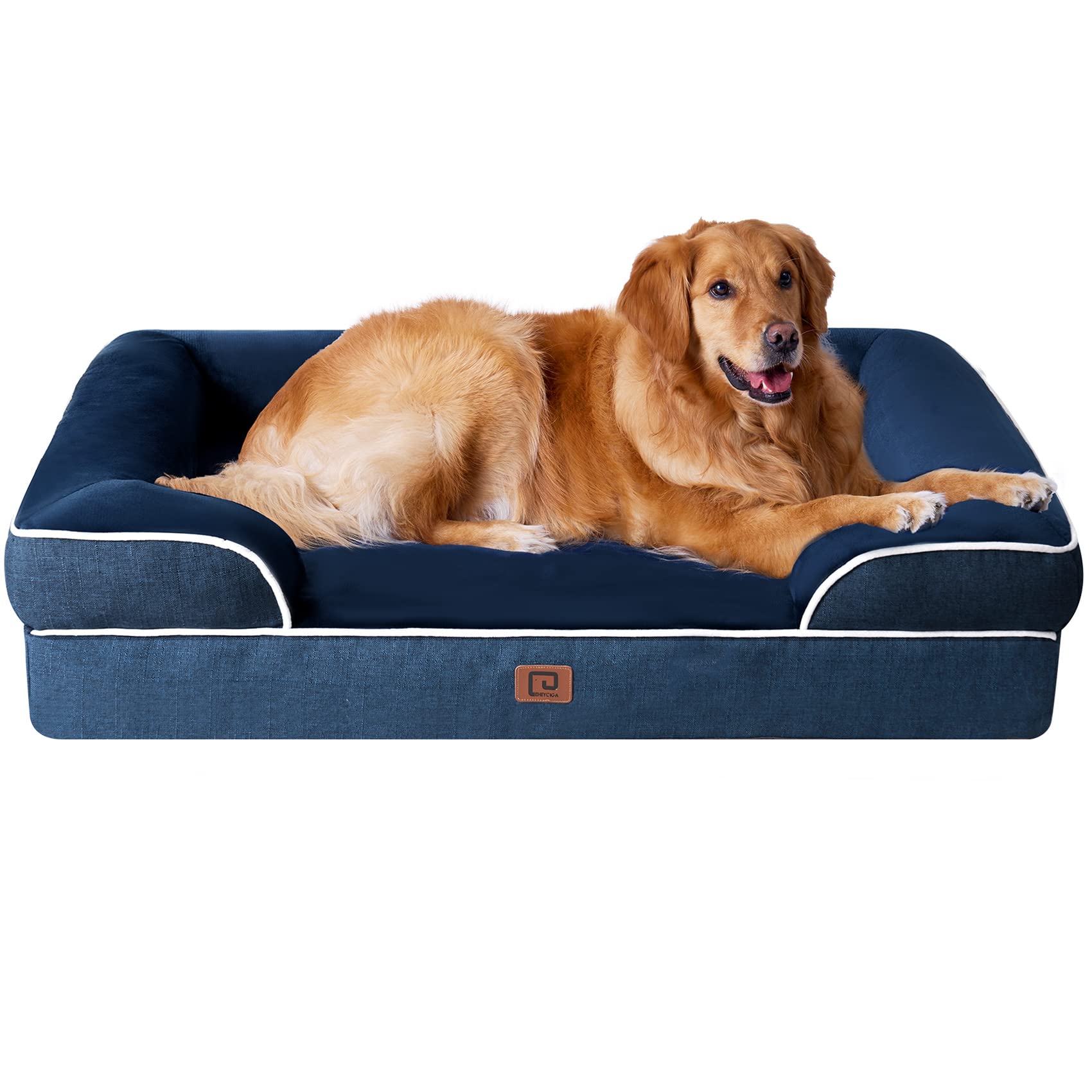EHEYCIGA Orthopedic Dog Beds for Medium Large Extra Large Dogs, Waterproof Memory Foam XL Dog Bed with Sides, Egg-Crate Foam Couch Bed with Washable Removable Cover