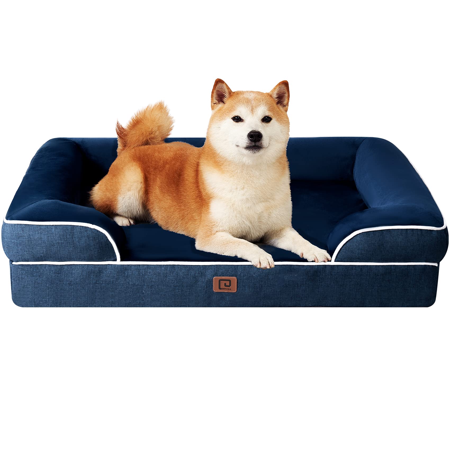 EHEYCIGA Orthopedic Dog Beds for Medium Large Extra Large Dogs, Waterproof Memory Foam XL Dog Bed with Sides, Egg-Crate Foam Couch Bed with Washable Removable Cover